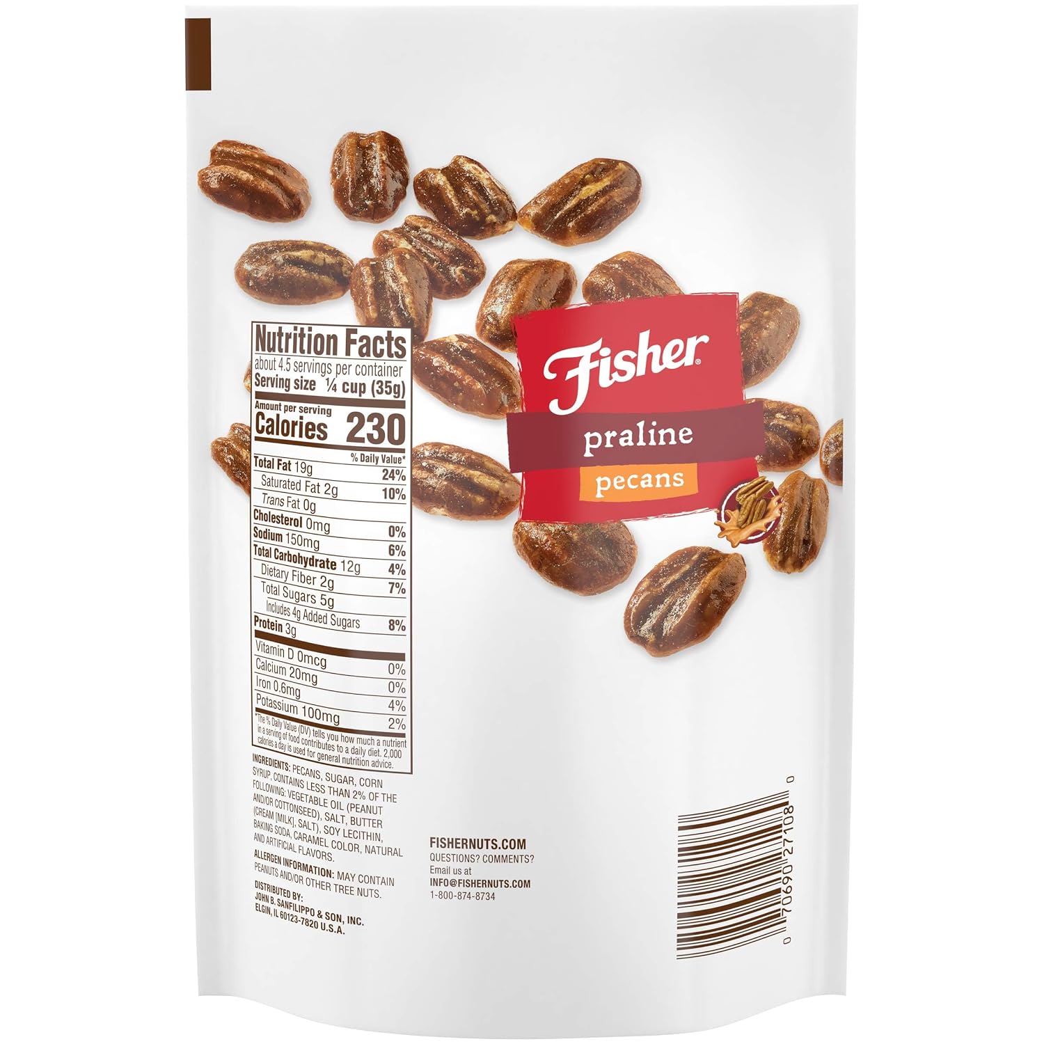 Fisher Snack Glazed Pecans Candied, 24 oz, Pack of 1 | Junior Mammoth Candied Pecans, Perfect For Gifting Or Personal Enjoyment, Crunchy, Irresistibly Sweet