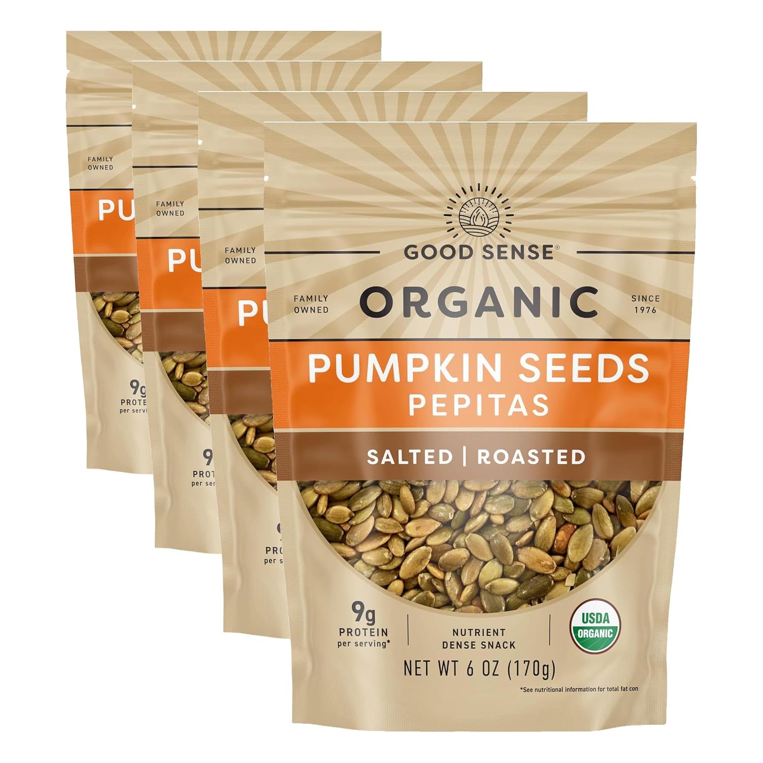 Good Sense Roasted Salted Organic Pumpkin Seeds, 6 Ounce