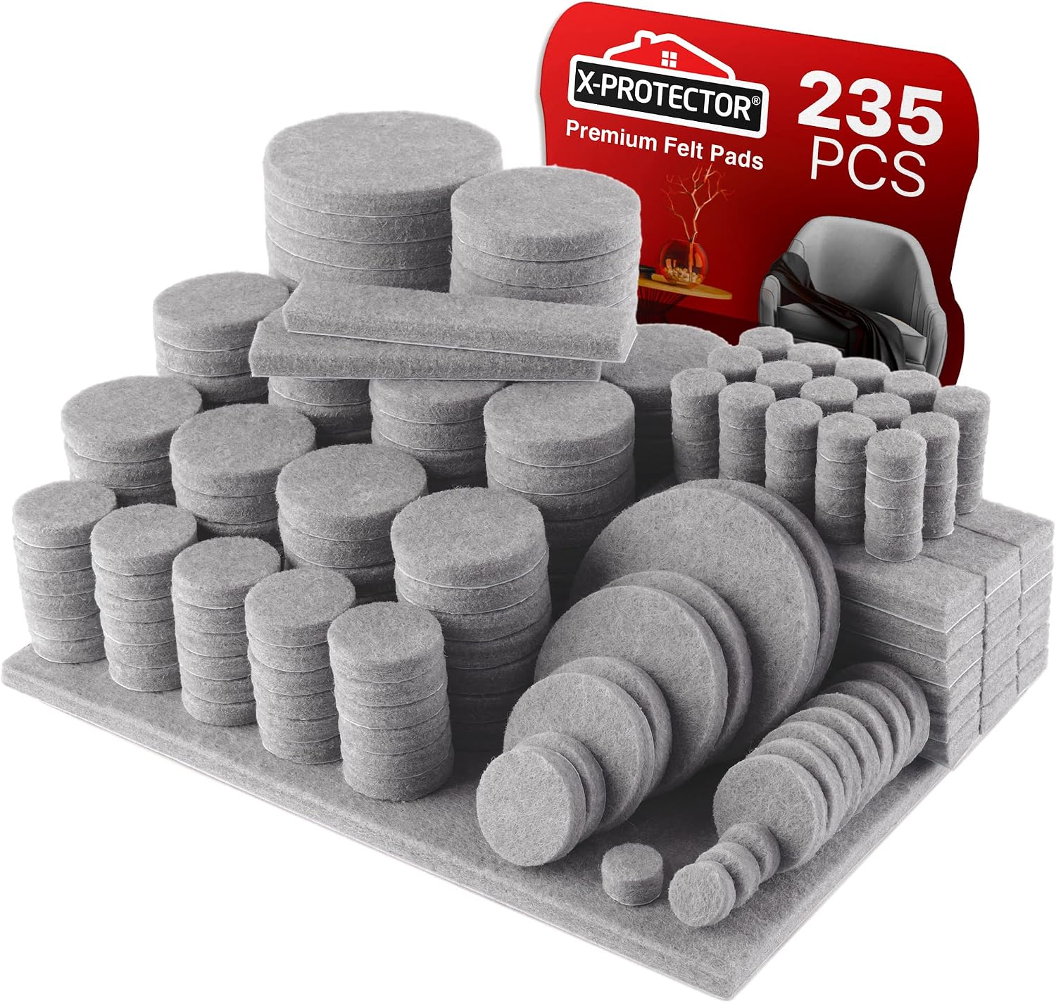 Felt Furniture Pads X-PROTECTOR 133 PCS Premium Furniture Pads - Felt Pads | Furniture Feet Wood Floor Protectors - Protect Your Hardwood & Laminate Flooring! Brown and Beige