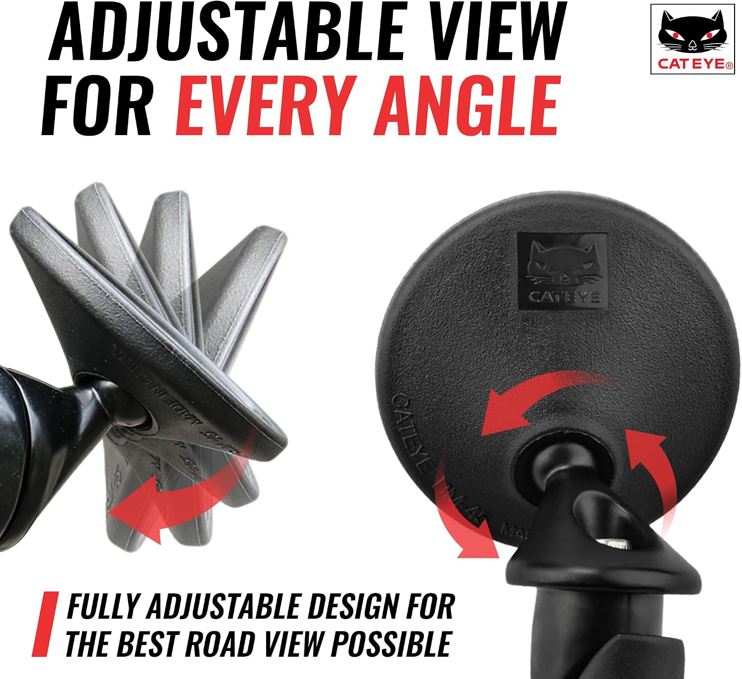 CATEYE BM-45 Bar End Mirror | Road, MTB and Gravel Bikes, Durable Aluminum with Scratch-Resistant Glass, Visibility and Safety for Cyclists