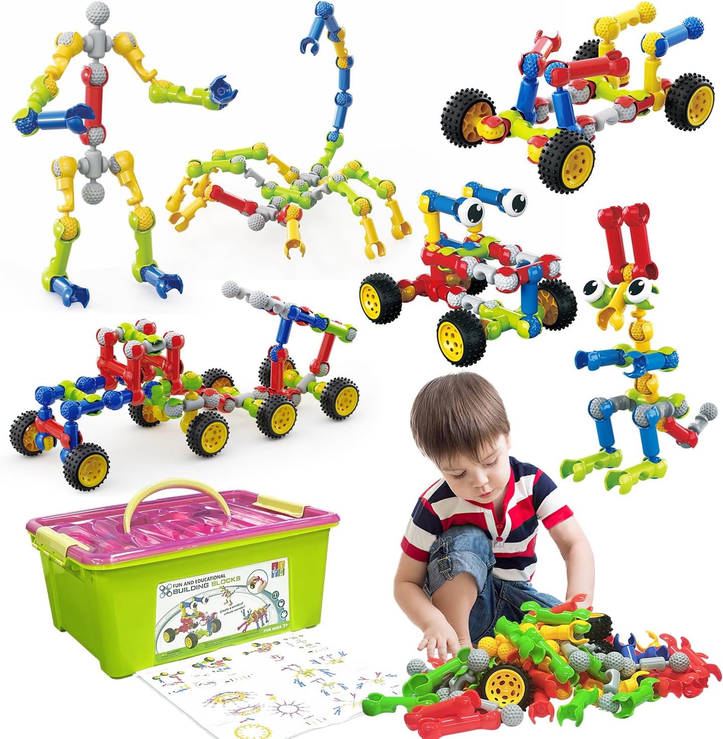 Huaker STEM Building Toys for 3 4 5 6 7 8 Year Old Boys Girls Birthday Gift