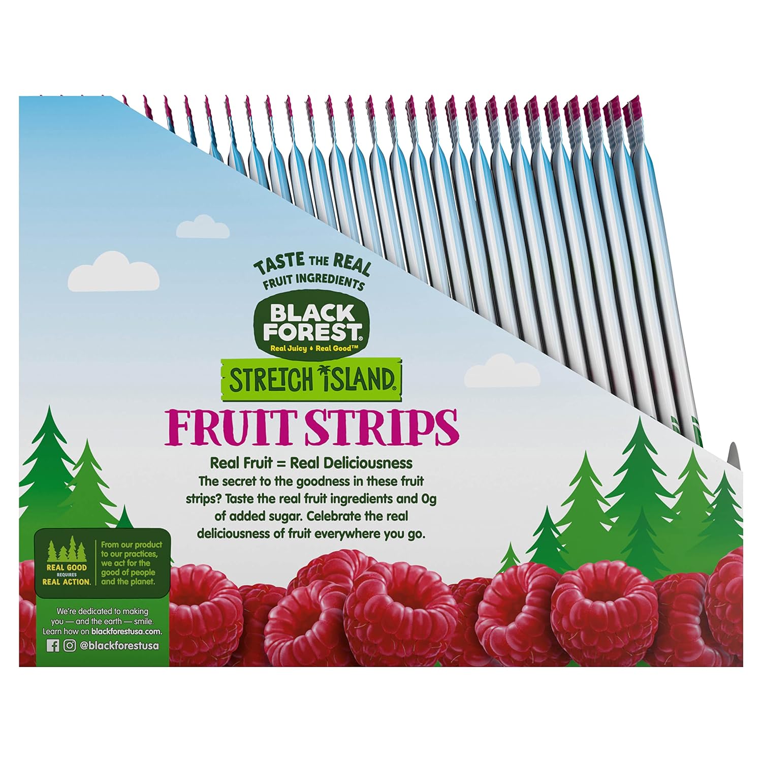 Black Forest, Stretch Island, Fruit Strips, Cherry, Apple, Raspberry, Grape, Strawberry, and Apricot, Zero Grams Added Sugar Non-GMO, 48 ct