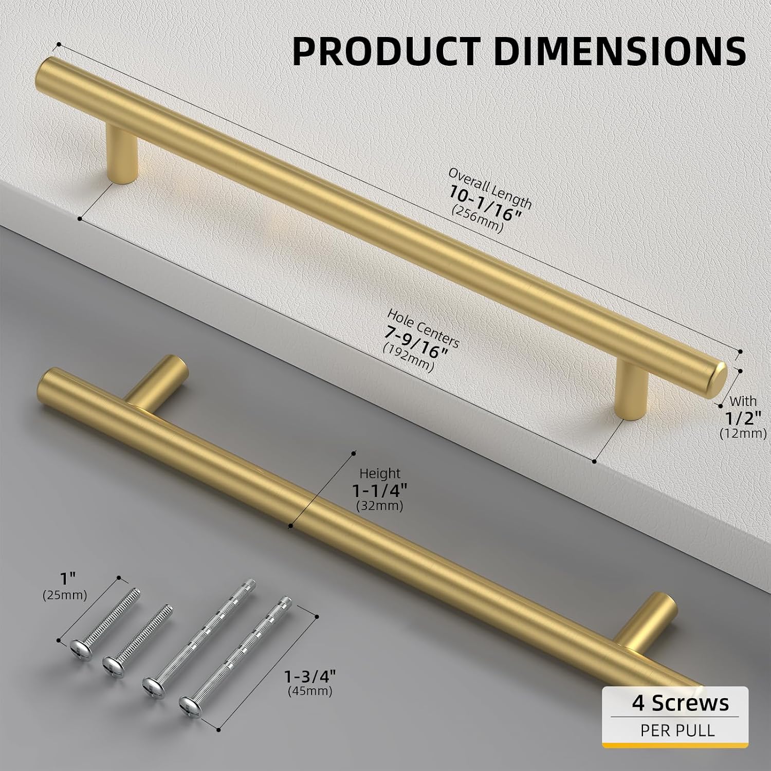 Goldenwarm 5 Pack 3 inch Gold Cabinet Handles Brushed Gold Cabinet Pulls | Gold Dresser Drawer Handles Stainless Steel Drawer Pulls for Kitchen Bathroom Bedroom, Easy to Install