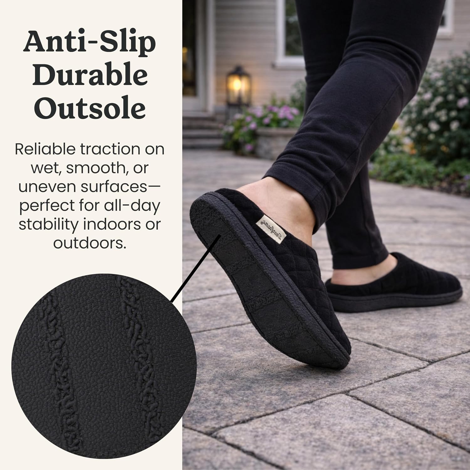 Leslie Terry Clog House Shoes with Memory Foam, Indoor Slippers with Wide Widths