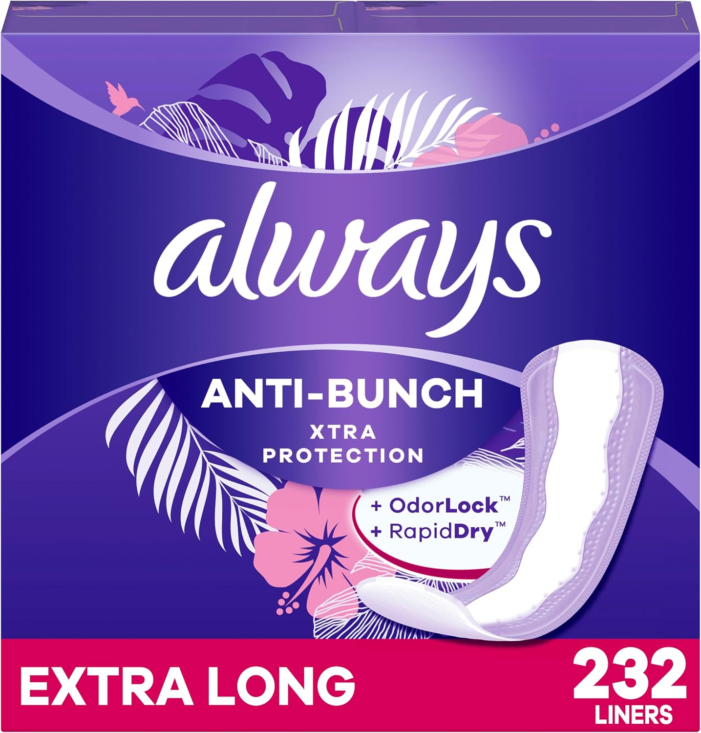 Always Panty Liners for Women Xtra Protection 3-in-1 Daily Liners for Women, Extra Long, Scented, 60 Count
