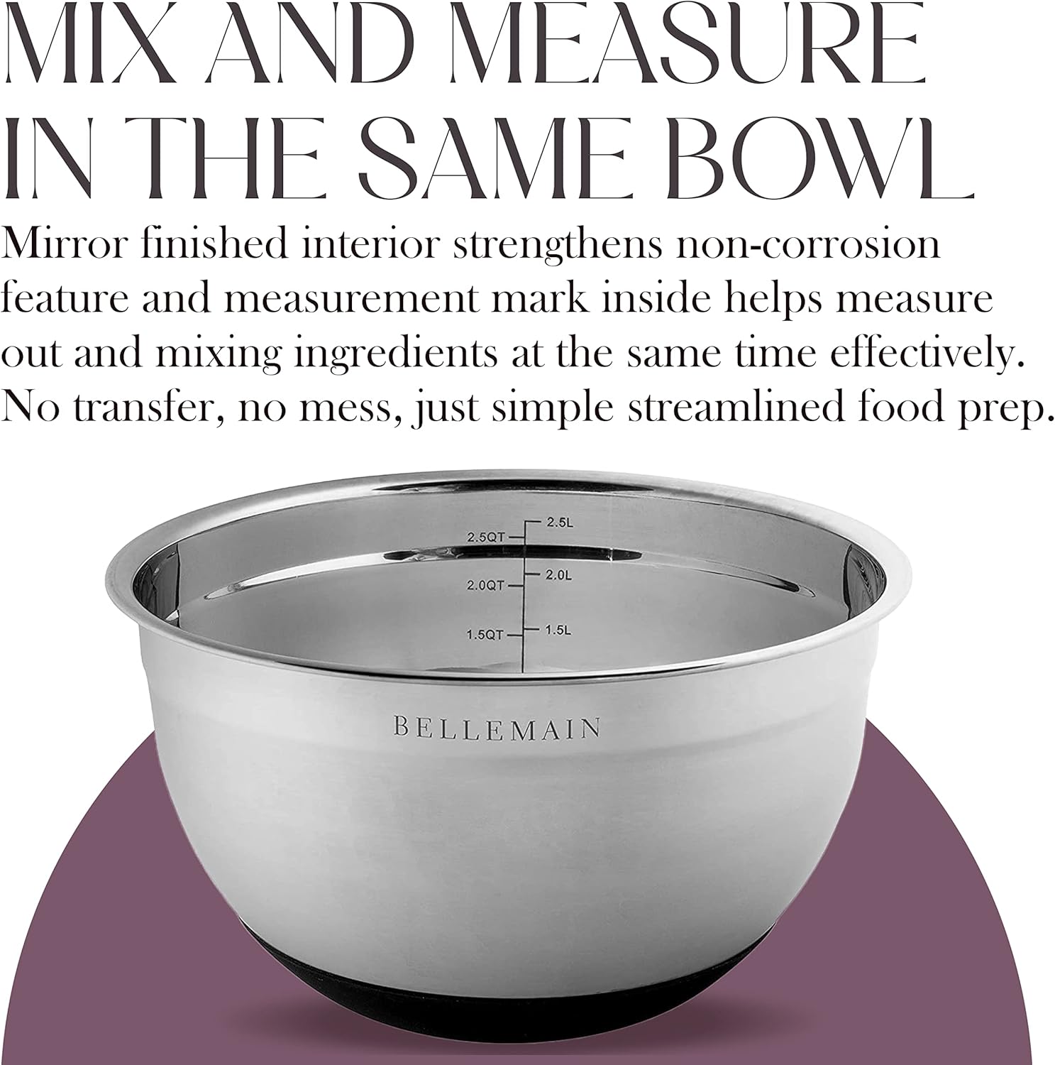 Bellemain Stainless Steel Mixing Bowls with Airtight Lids Set - Set of 5
