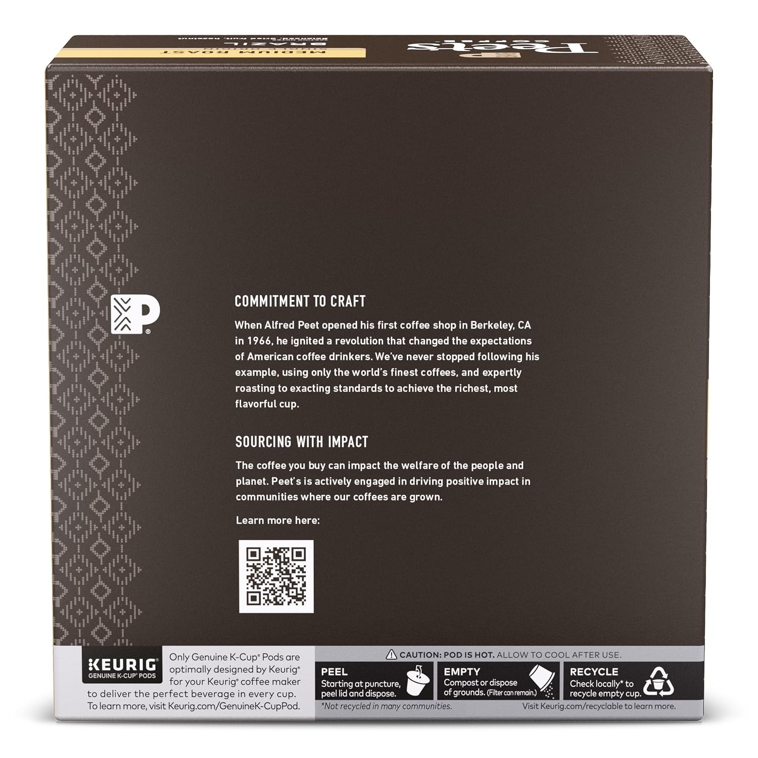 Peet's Coffee, Medium Roast Keurig K-Cup Pods, 100% Arabica Coffee - Big Bang 60 Count (6 Boxes of 10 K-Cup Pods)