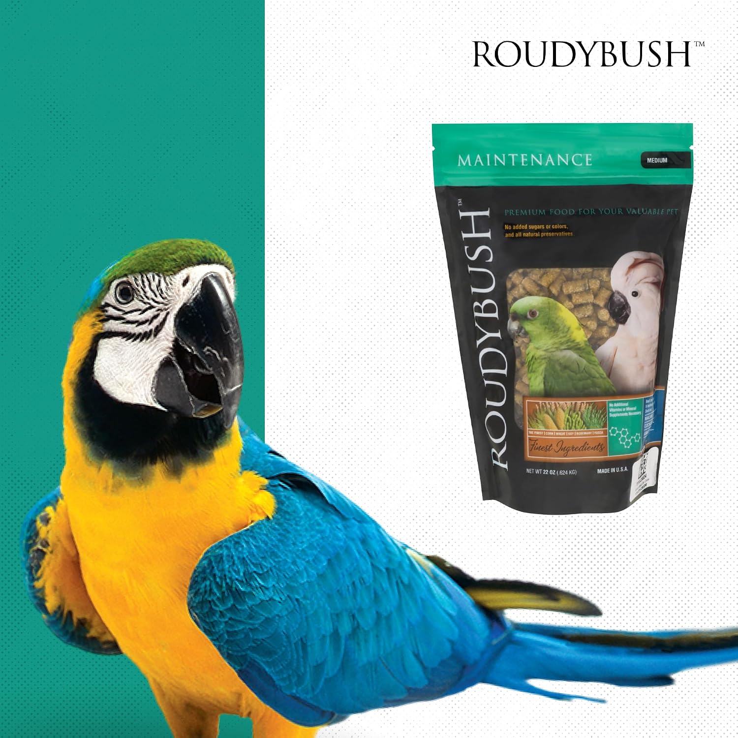 RoudyBush Daily Maintenance Food for Birds - Scientifically Formulated Bird Feed - Bird Food Pellets w/Corn, Wheat, Soy & More - Nutritious & Healthy Feed for Birds (Mini, 44oz)