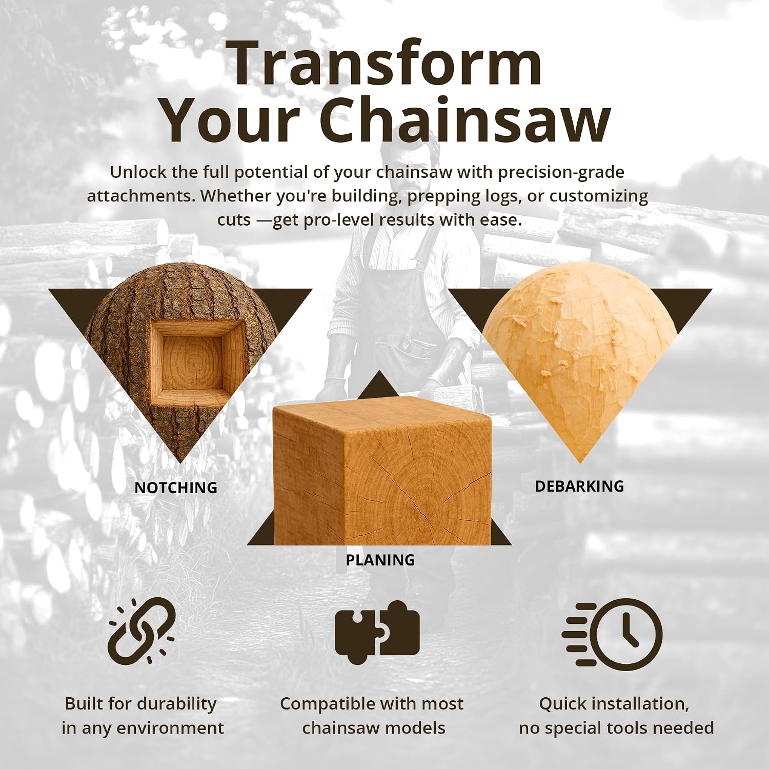 Log Wizard Chainsaw Debarker Tree Bark RemovaL Tool | Universal Debarking Tool for Logs with Case