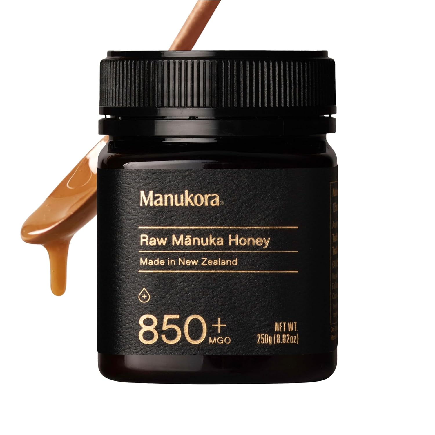 Manukora Raw Manuka Honey MGO 850+ Non-GMO Immune & Digestive Support 250g | New Zealand sourced, B-Corp Certified, monofloral, 3rd party tested, glyphosate residue-free, traceable hive-to-hand