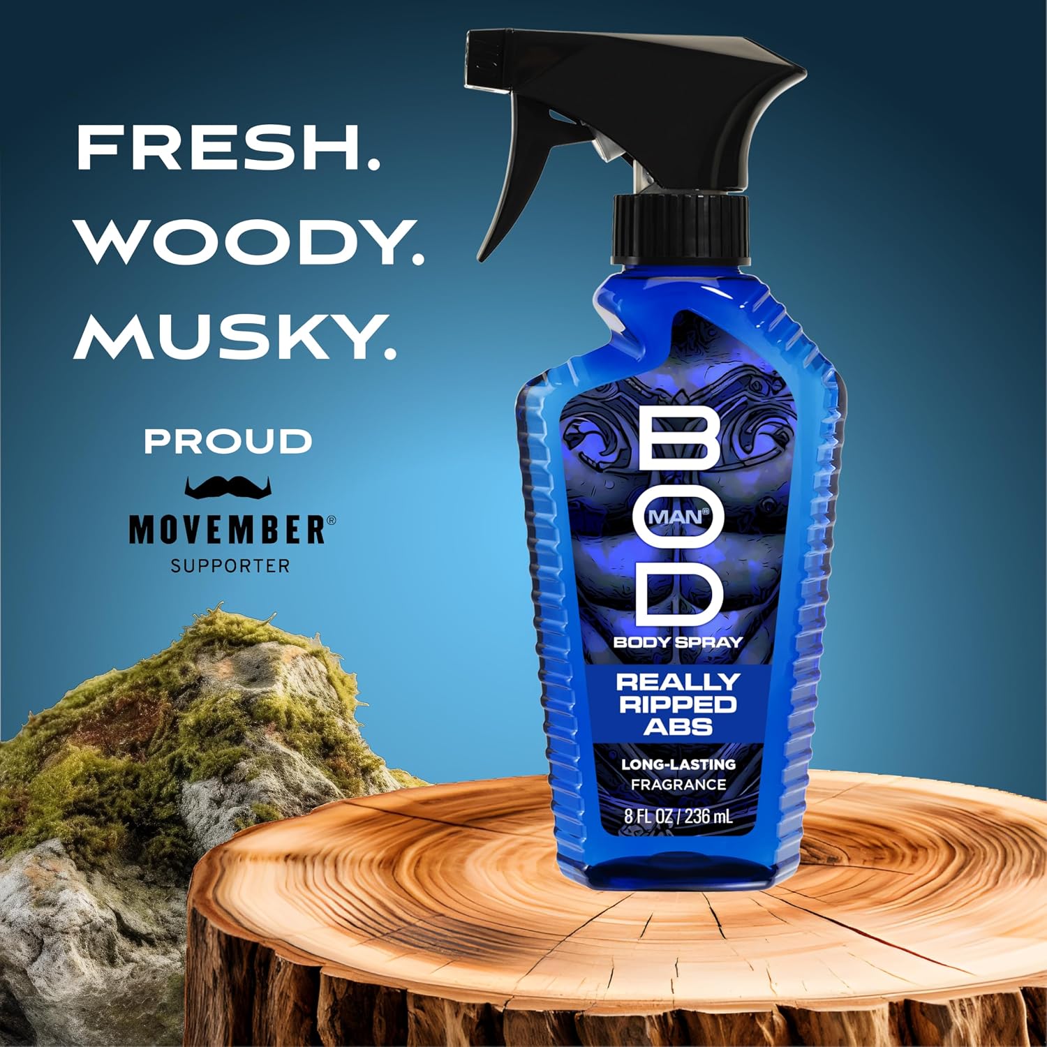 BOD man Fragrance Body Spray, Fresh Blue Musk, 8 fl oz