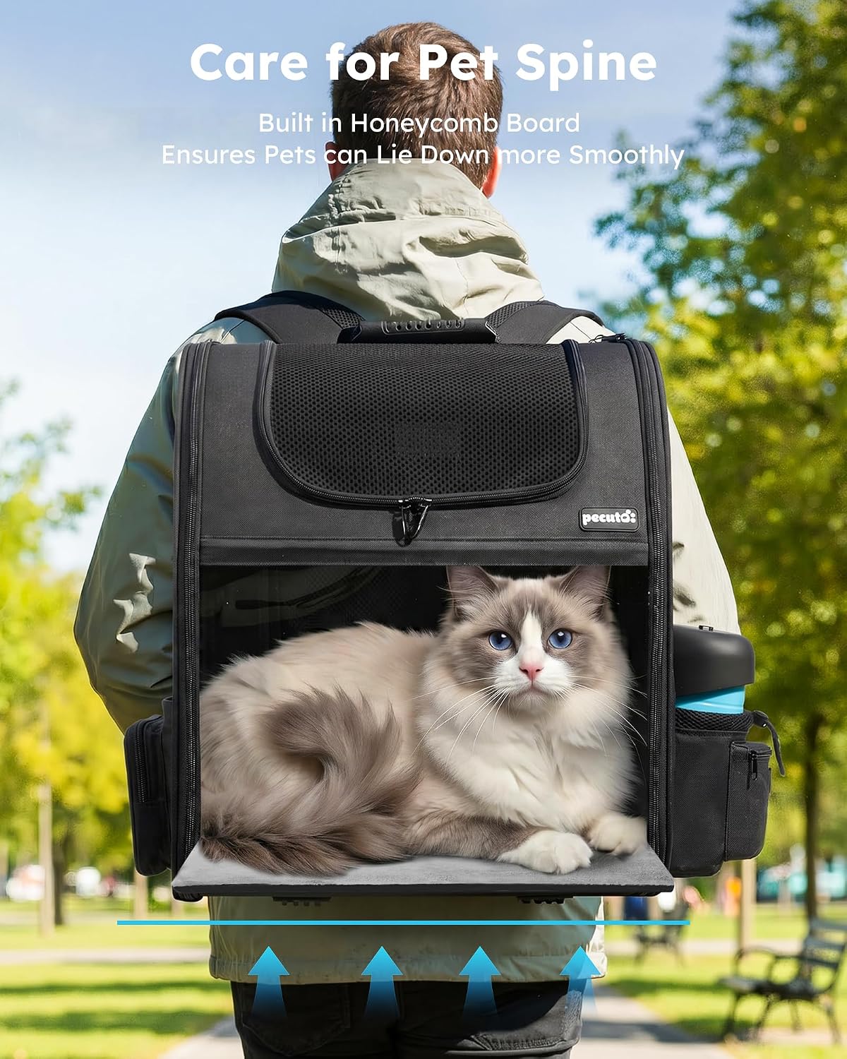 pecute Cat Backpack Expandable, Cat Carrier Backpack with Breathable Window