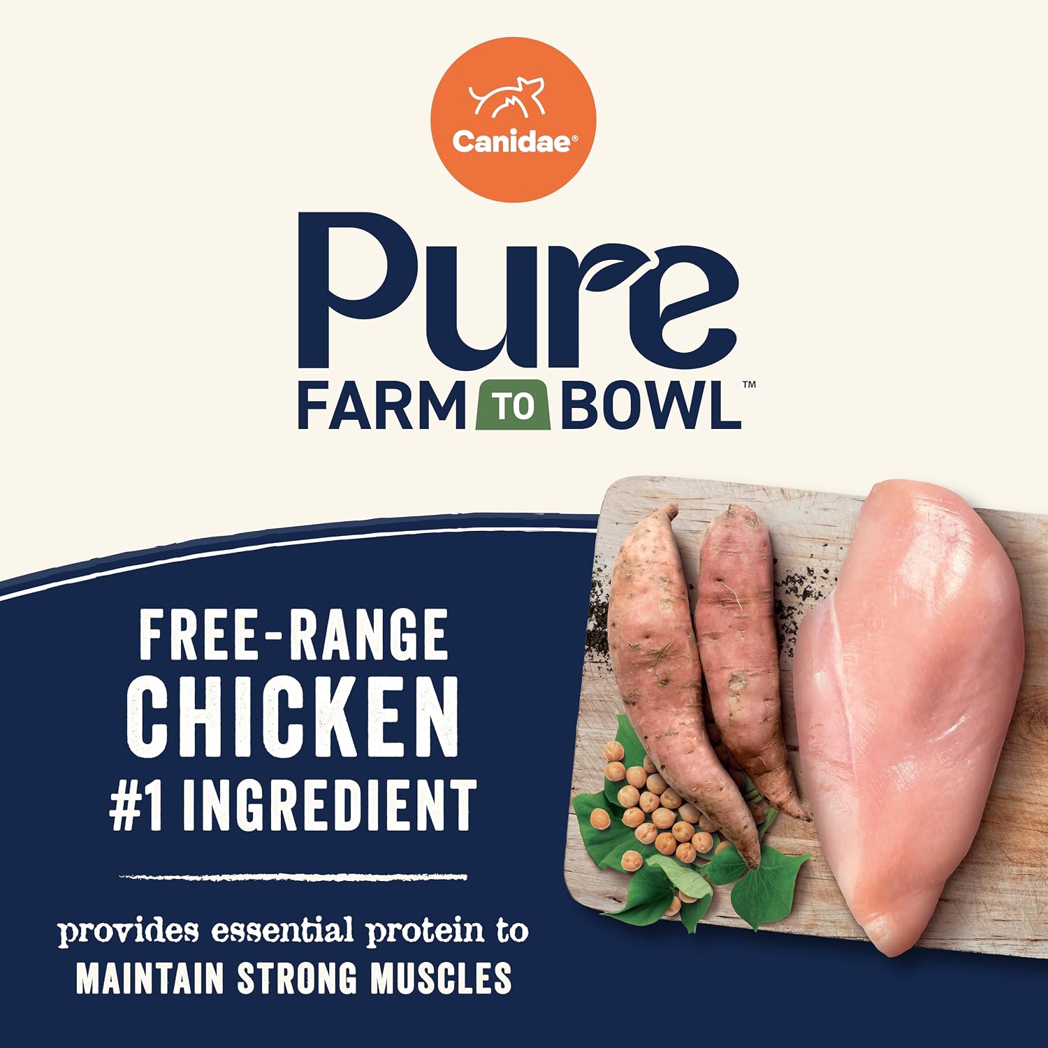 Canidae Pure Farm to Bowl Dry Senior Dog Food - Limited Ingredient Formula - Grain, Wheat & Soy-Free - Senior Dog Friendly - 22 lb - Free-Range Chicken, Sweet Potato & Garbanzo Bean Recipe