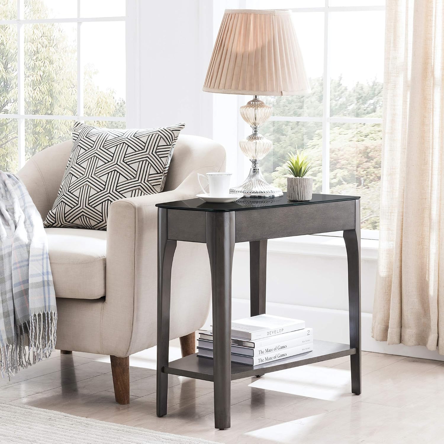 Leick Home Delton Wedge End Table, 17", Sienna