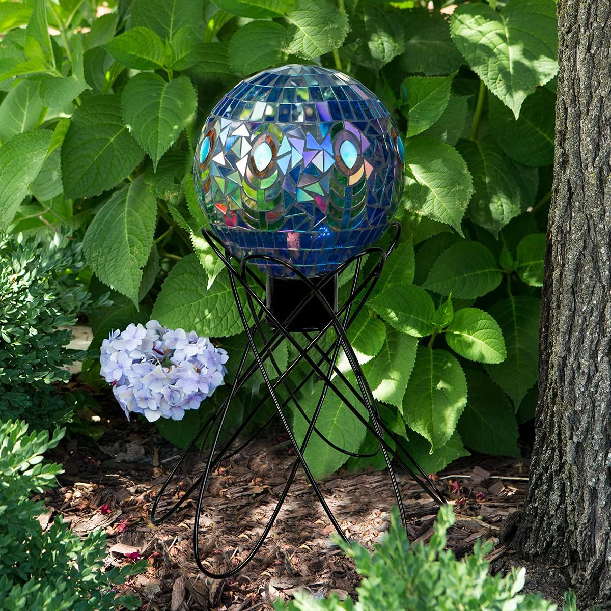 Echo Valley Products 8243 Translucent Peacock Mosaic Gazing Globe Outdoor Décor for Lawns and Gardens, Blue, 10 inches