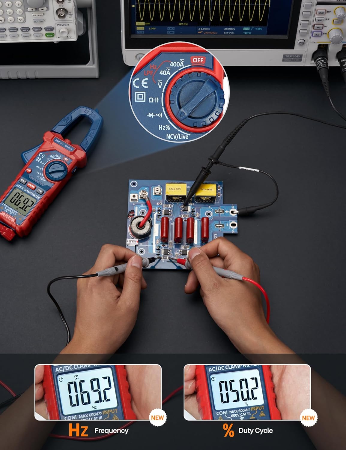 AstroAI Digital Clamp Meter Multimeter 2000 Counts Amp Voltage Tester Auto-ranging with AC/DC Voltage, AC Current, Resistance, Capacitance, Continuity