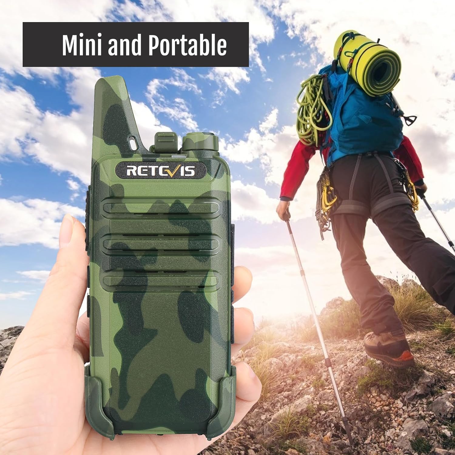Retevis RT22 Compact & Lightweight FRS Walkie Talkies Long Range (4 Pack) | For Small Business, Camping, Hiking, Cruise, Safe Short Antenna, Comfortable to Carry, Loud & Clear Audio, USB-C
