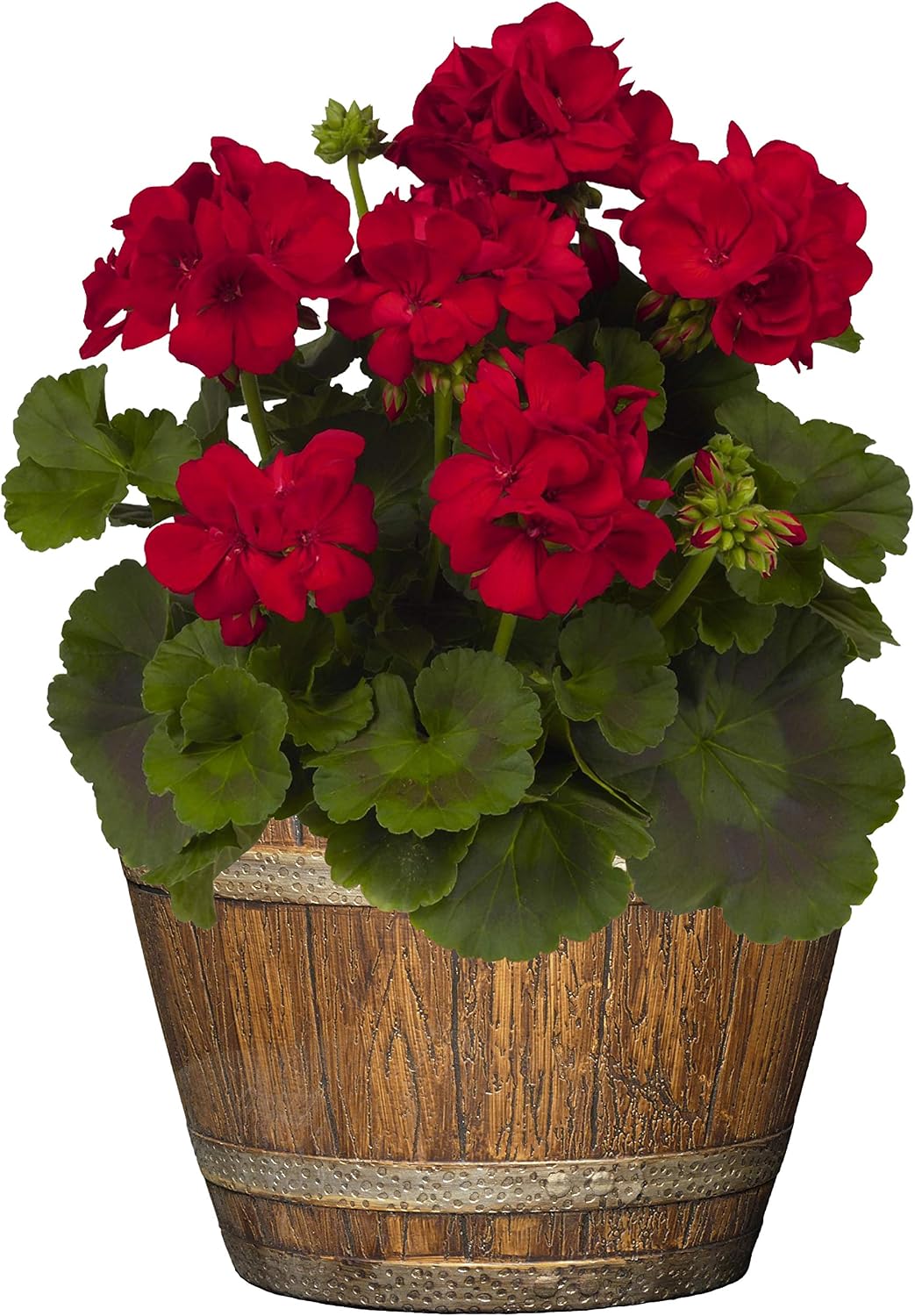 Classic Home and Garden Outdoor Round Whiskey Resin Flower Pot Barrel Planter, Distressed Oak Brown, 20.5" (Pack of 3)
