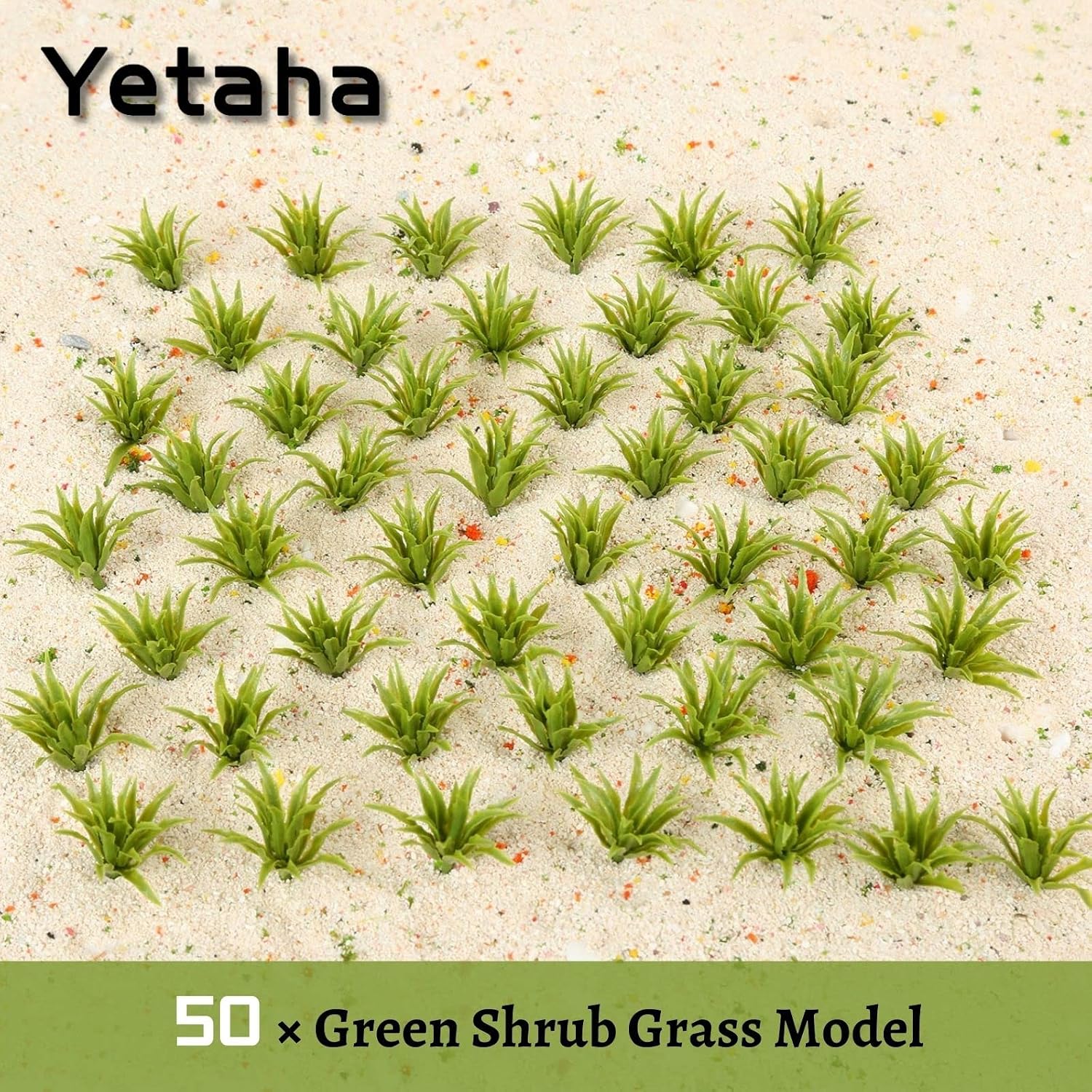 Yetaha 50pcs Green Shrubs Bush Model, Aritificial Plants, Railway Wargame Park Diorama Scenery HO 3.5cm
