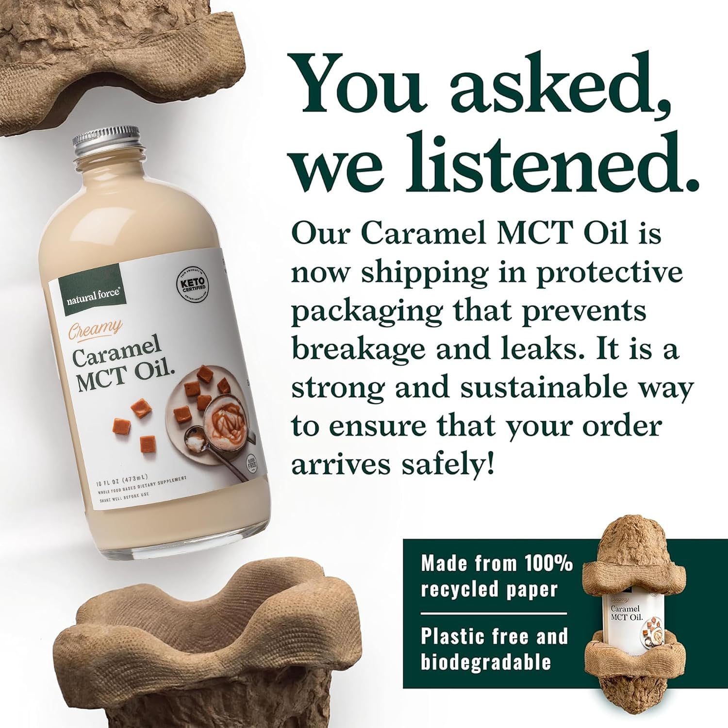Natural Force Creamy Vanilla MCT Oil – Non Dairy, Keto Certified, Emulsified MCTs for Low-Carb, Ketogenic Coffee, Smoothies
