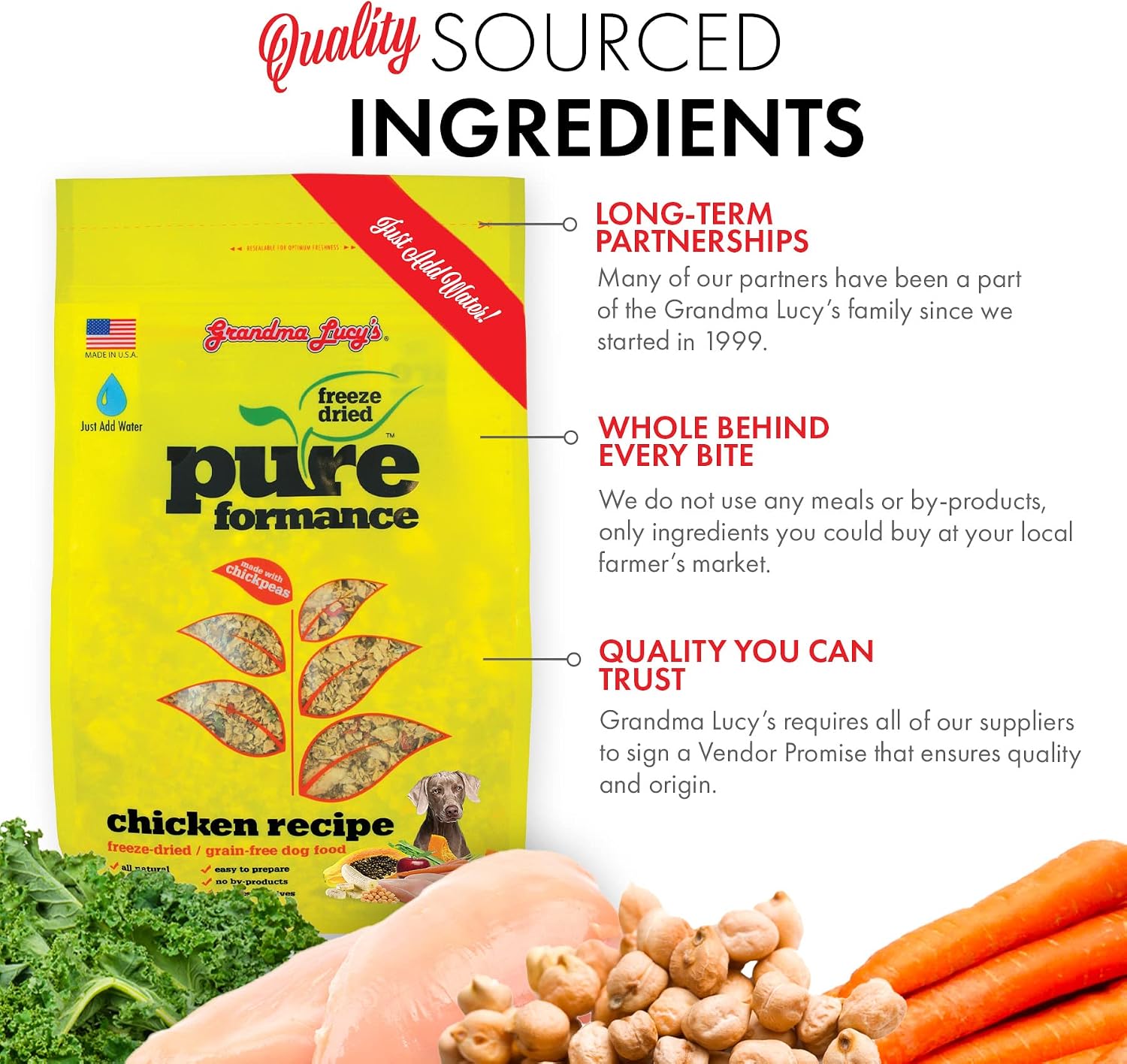 Grandma Lucy's PUREformance Pre-Mix Dog Food, Grain Free and Freeze-Dried - 3Lb Bag