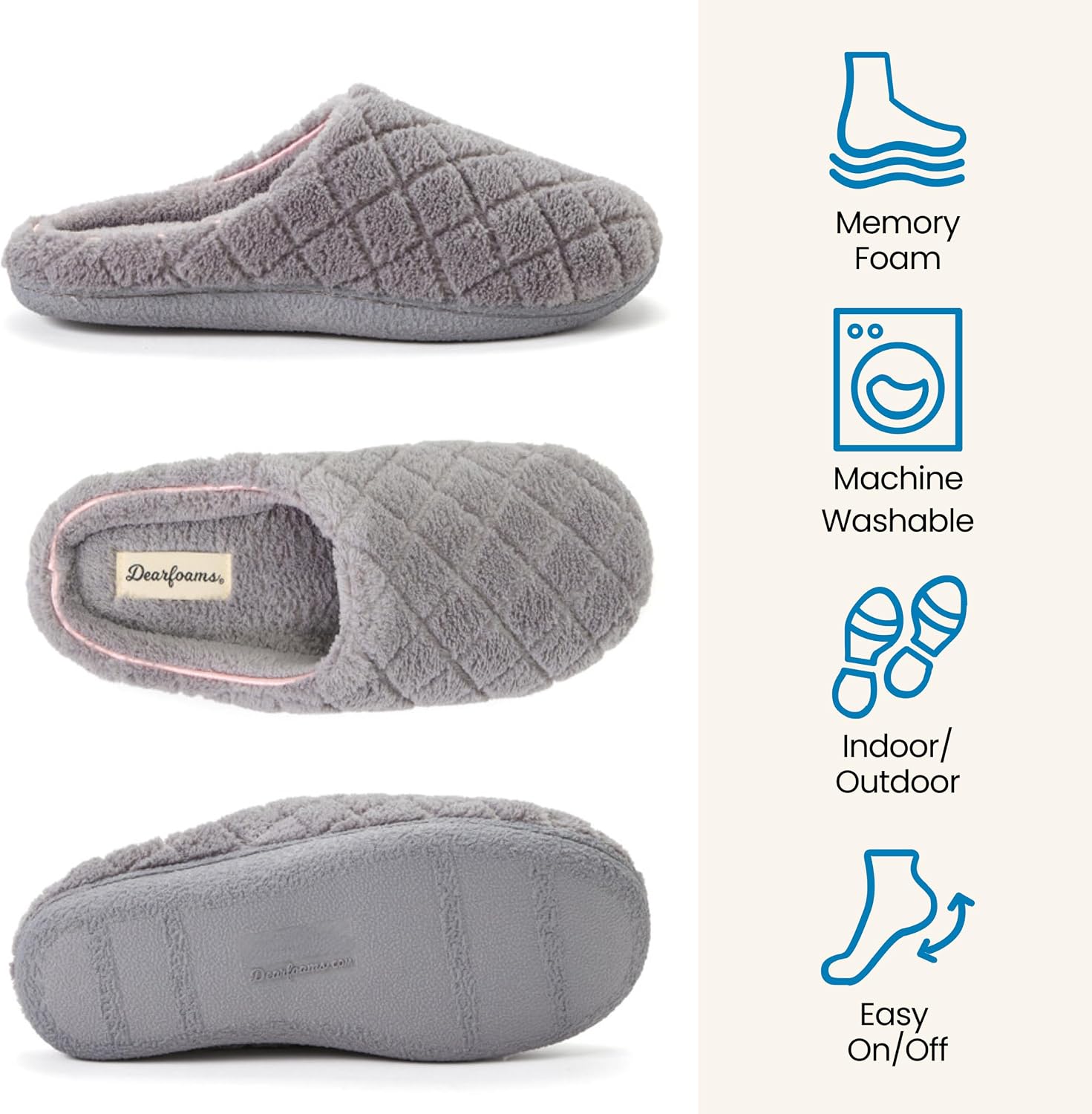 Leslie Terry Clog House Shoes with Memory Foam, Indoor Slippers with Wide Widths