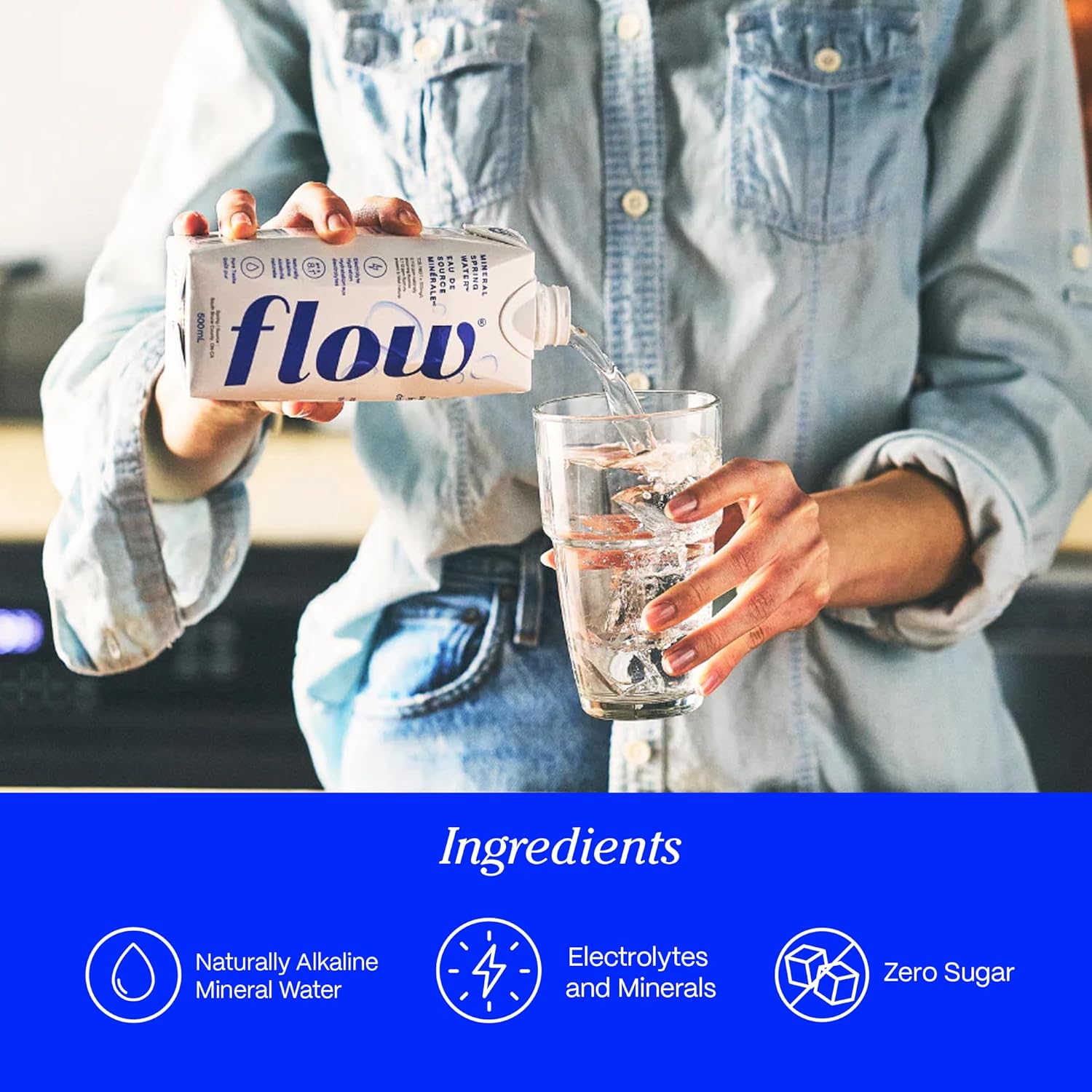 Flow Artesian Mineral Spring Water, 33.8 Fl Oz, 6 Pack | Naturally Alkaline Water, pH 8.1, Electrolytes, Minerals, Zero Calories, Eco-friendly pack, Non-GMO, BPA-Free