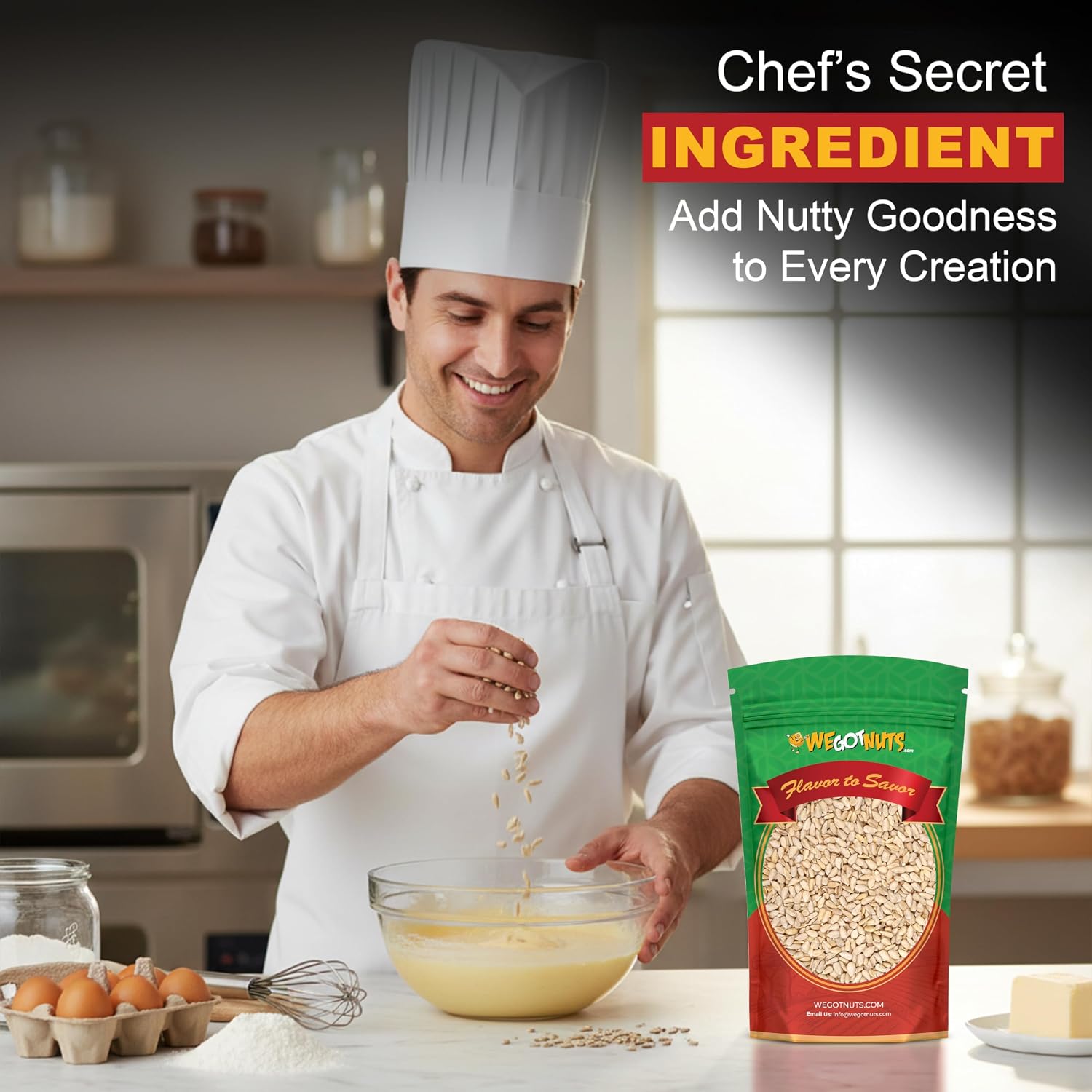 Raw Sunflower Seed Kernels by We Got Nuts - Premium Quality Kosher Shelled Sunflower Seeds - Natural & Healthy Fitness & Diet-Friendly Snack- Raw