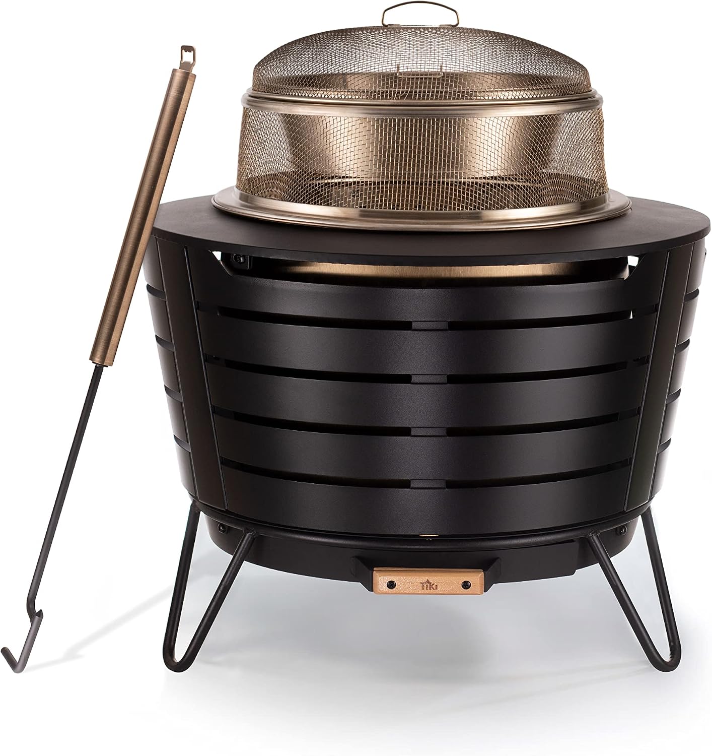 TIKI Patio Smokeless Fire Pit, 25 in Wood Burning Fire Pit with Cover