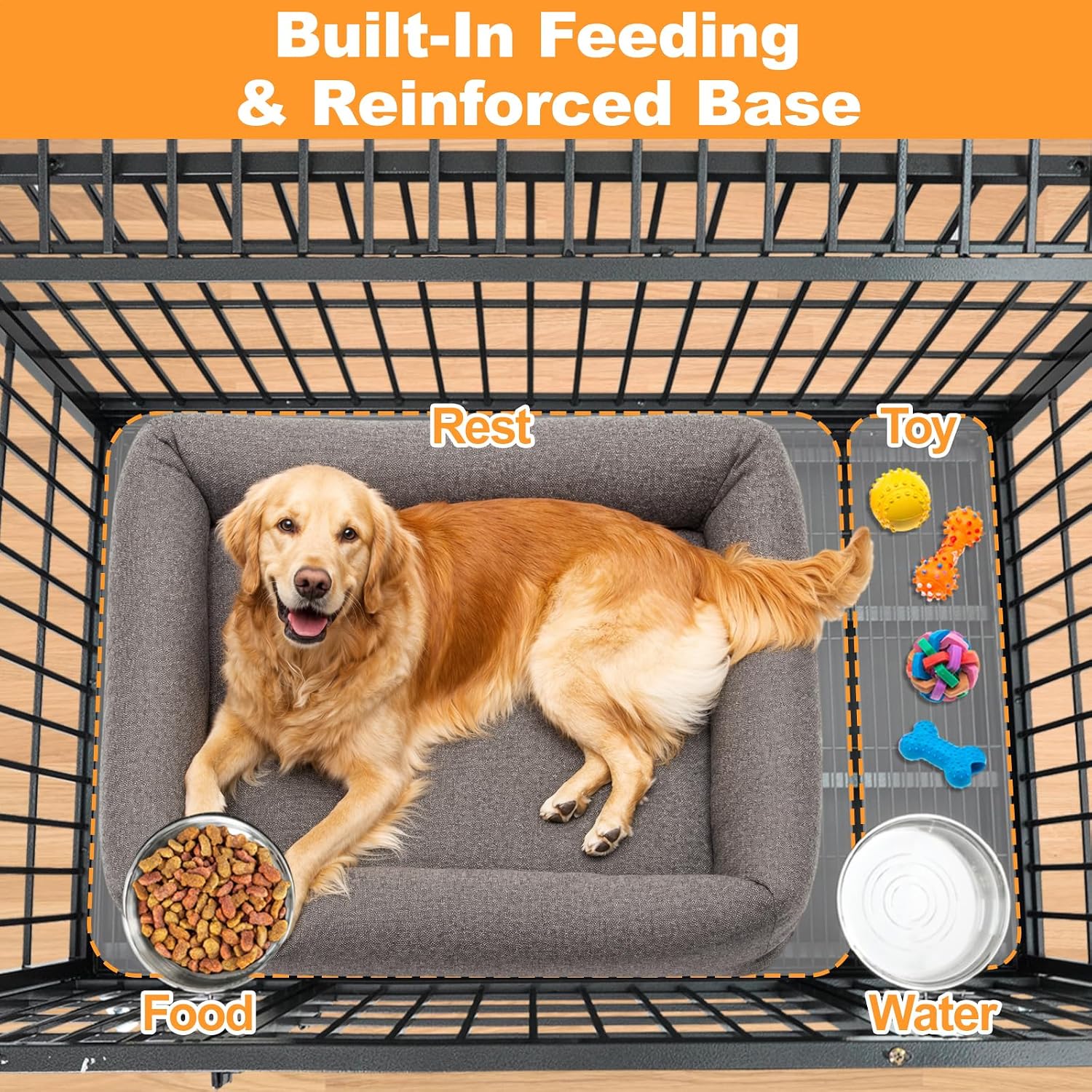 Homey Pet Taller 43" Heavy Duty Double Dog Crates with Divider & Dual Door | Drop Cage for Dogs with Lockable Wheels, Bowls, Removable Tray, Top Access, Ideal for Small to Medium & Large Dogs, Breeders