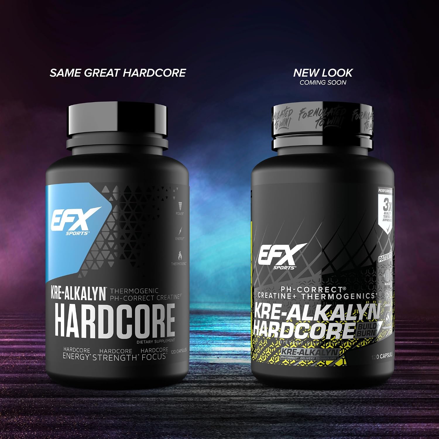 EFX Sports Kre-Alkalyn Hardcore | Thermogenic pH Correct Creatine Monohydrate Pill Supplement | Energy & Strength Pre Workout | 40 Servings, 120 Capsules