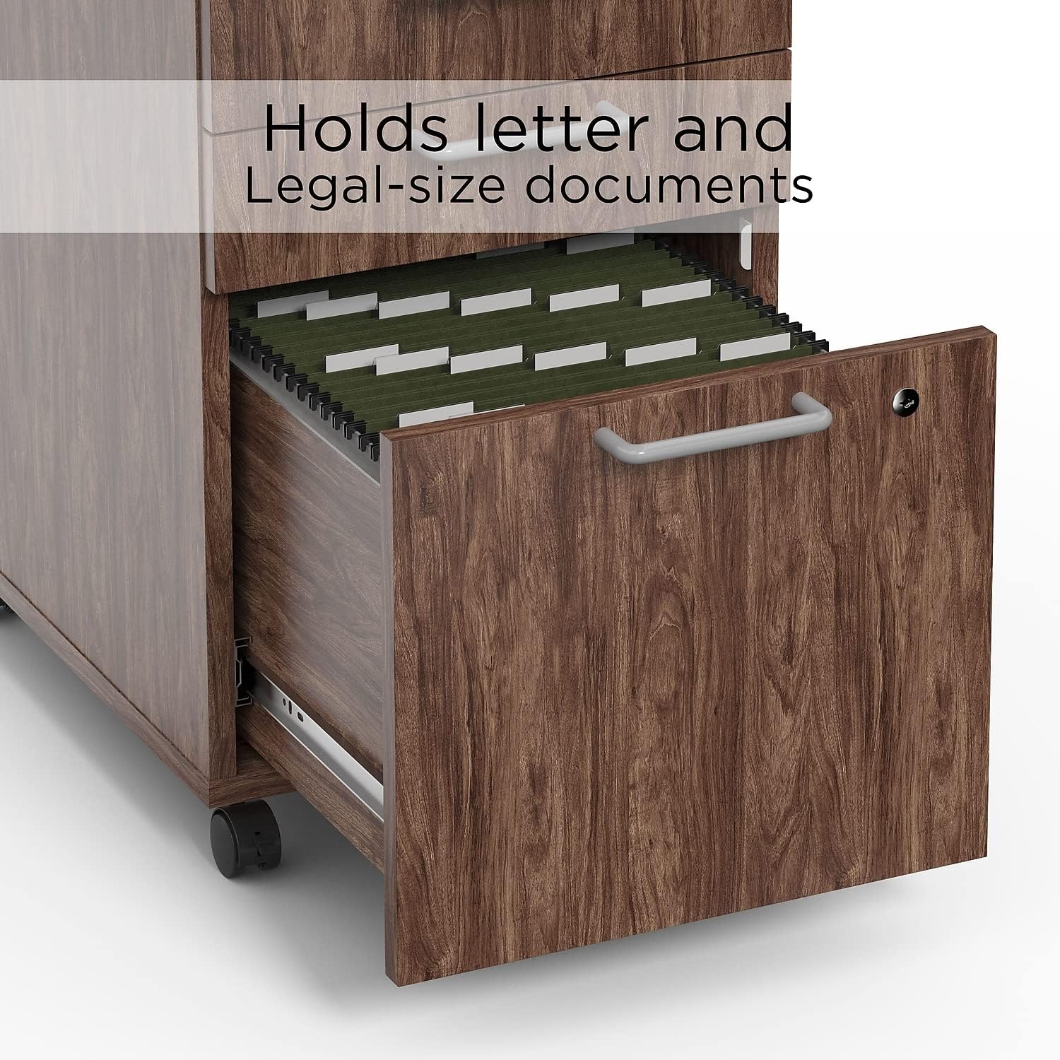 Union & Scale Staples Essentials 3-Drawer Vertical File Cabinet, Letter & Legal Size Documents, Lockable & Mobile, 21.3" D x 15.6" W x 24.3" H, Natural