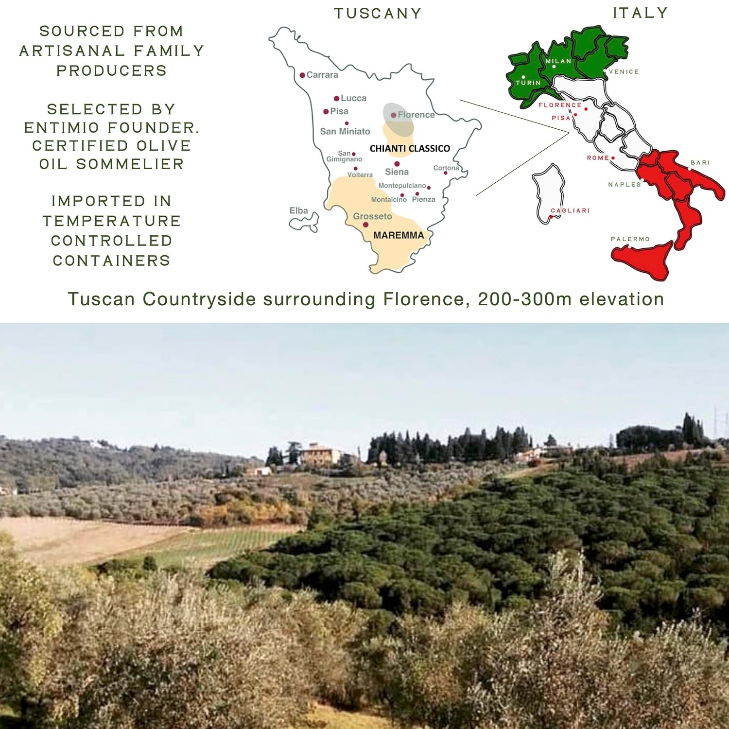 Entimio Italiano Organic Italian Extra Virgin Olive Oil from Italy, 600+ mg/kg High in Polyphenols, 2026 NYIOOC Gold, Tuscany evoo, Cold Extracted