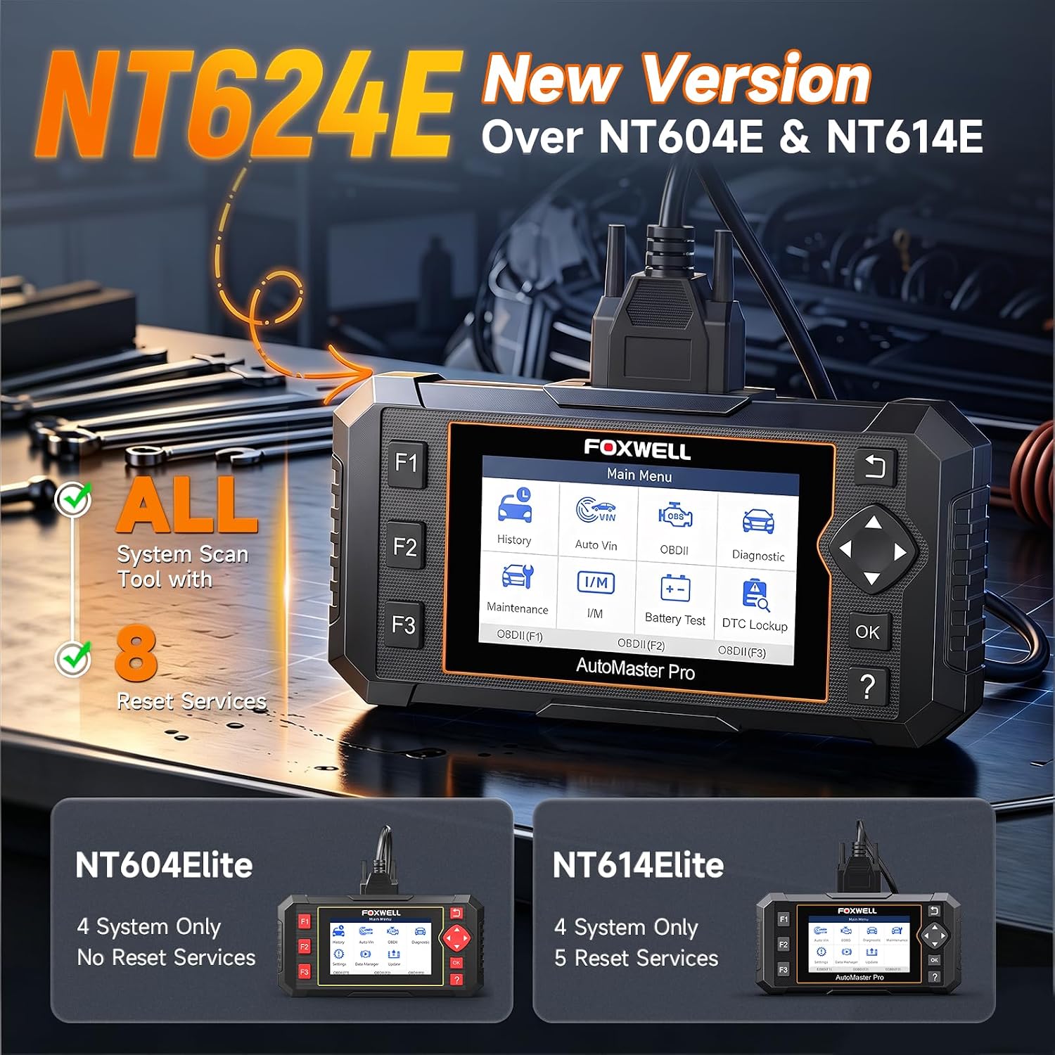 2026 FOXWELL NT624 Elite OBD2 Scanner, All-System 8 Resets Code Reader