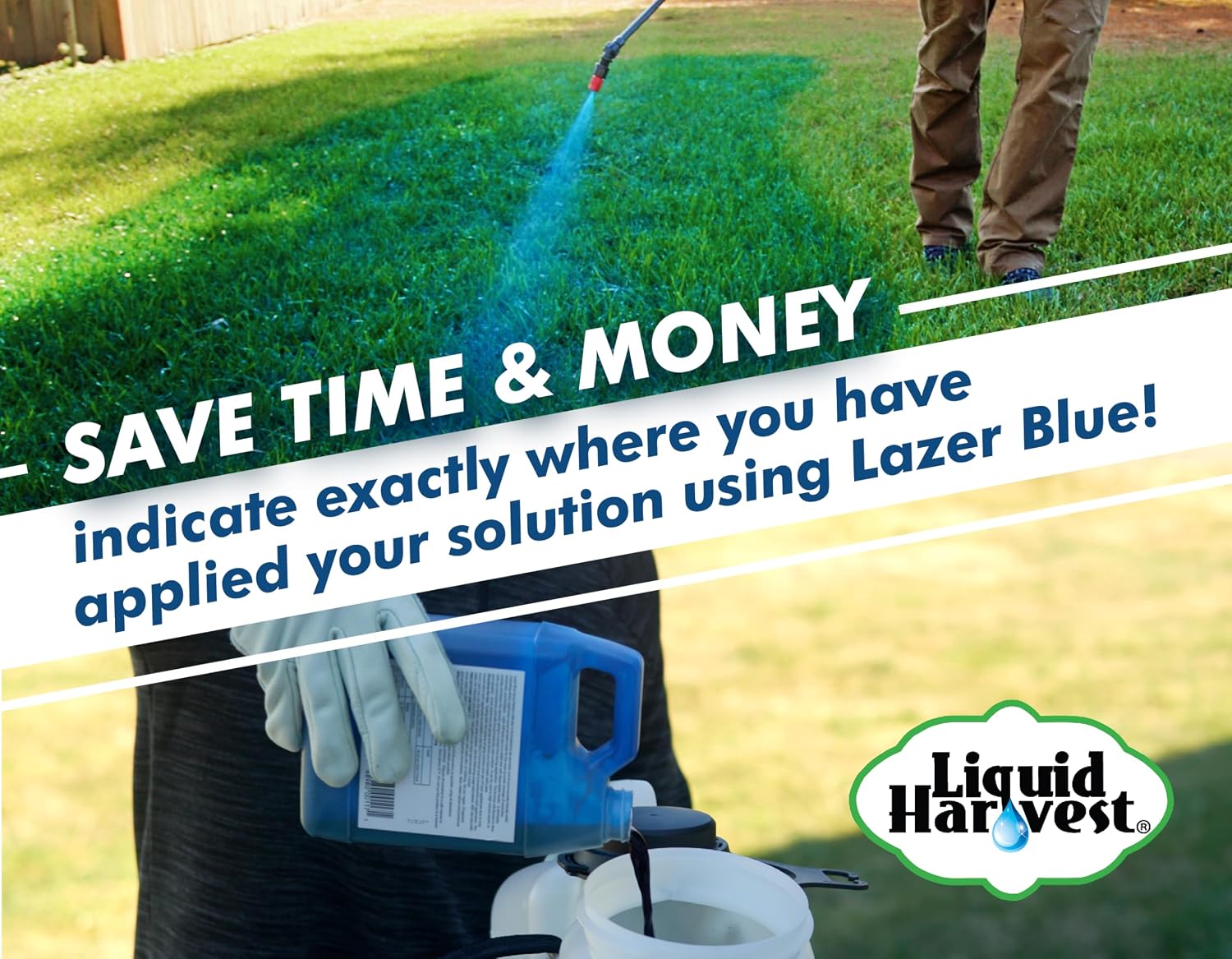 Liquid Harvest Lazer Blue Concentrated Spray Pattern Indicator 8 Ounces Perfect Weed Dye, Herbicide Fertilizer Marking Turf Mark and Marker