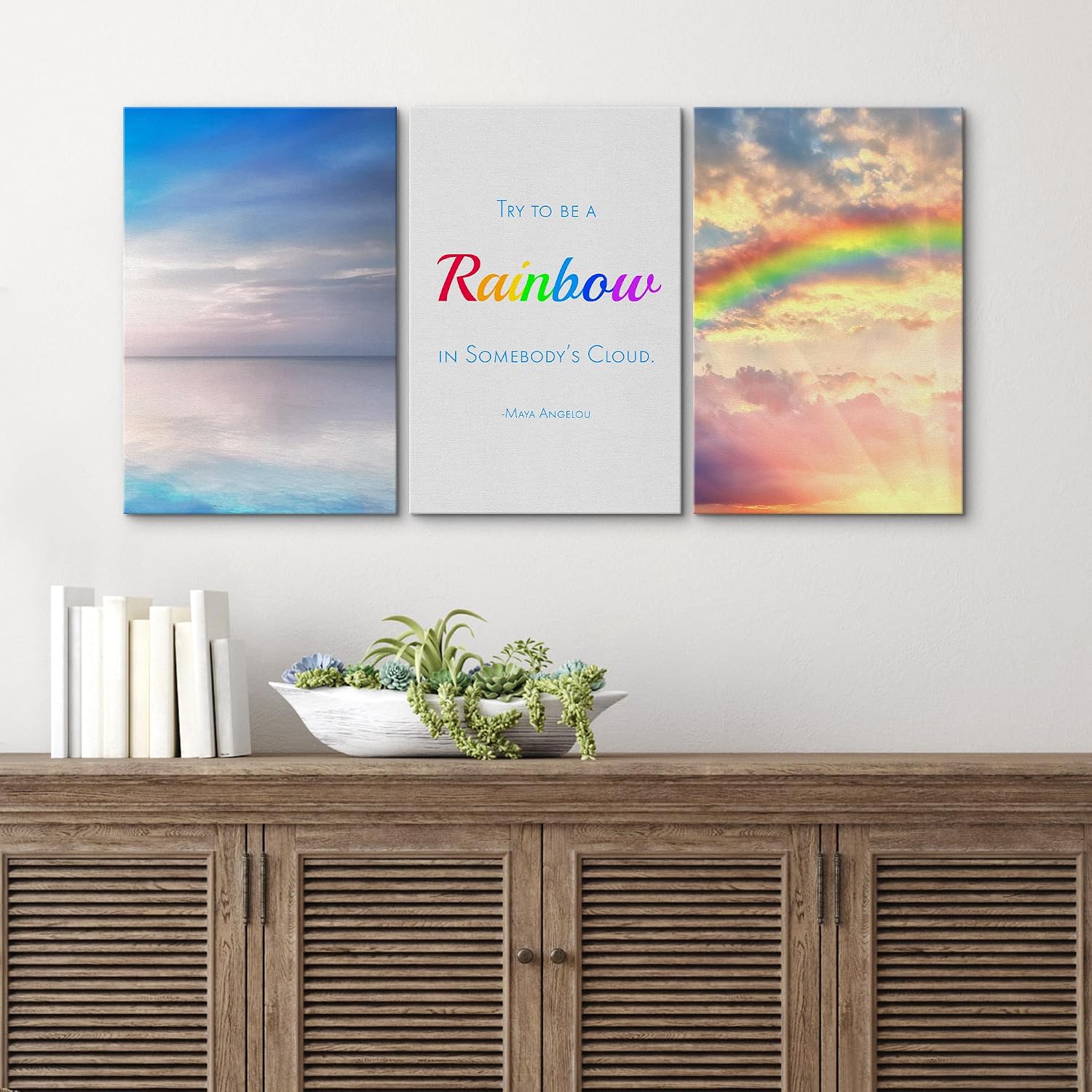 wall26 Canvas Prints Wall Art - Ocean Themed 3 Panel Wall Art with Wave,Anchor and Rudder - 16"x24" x 3 Panels