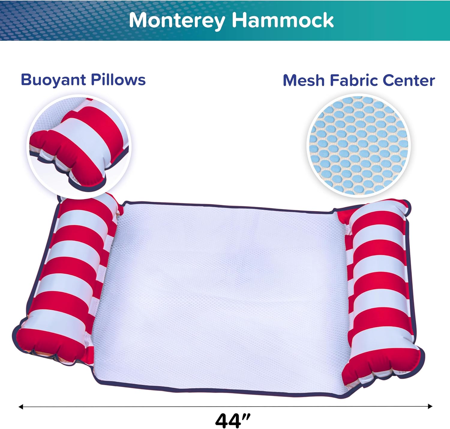 Aqua 4-in-1 Monterey Hammock Pool Float & Water Hammocks – 2-3-4 Multipacks – Multiple Colors/Styles – for Adults and Kids Floating