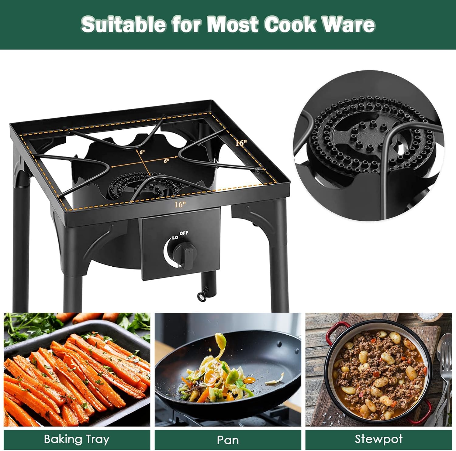Goplus Outdoor Camping Stove, Dual Burner Propane Gas Cooker