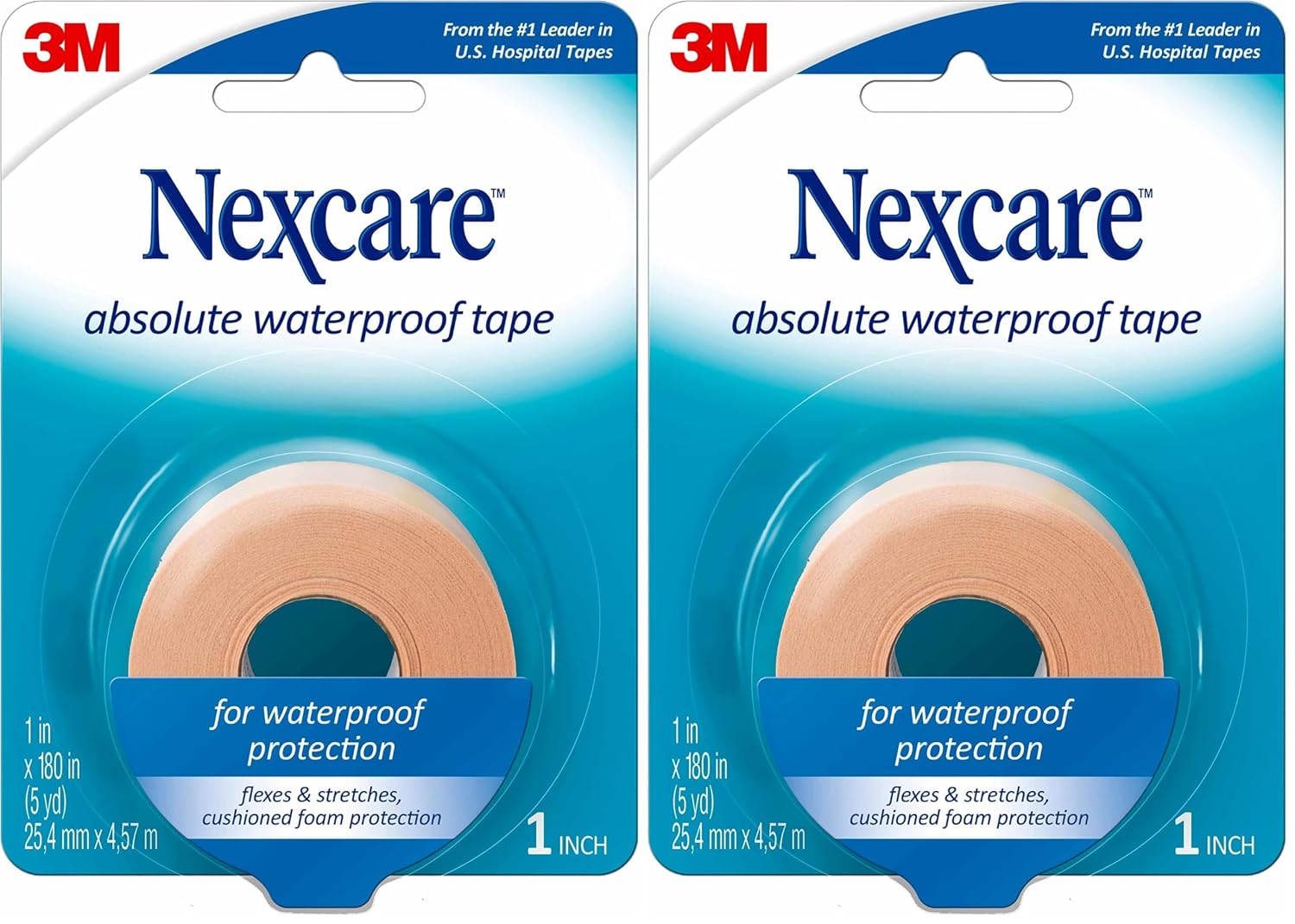 Nexcare Absolute Waterproof First Aid Tape, from The #1 Leader in U.S. Hospital Tapes, Stays on During Sports, Seals Out Water, Dirt and Germs, 1-Inch x 5-Yard Roll
