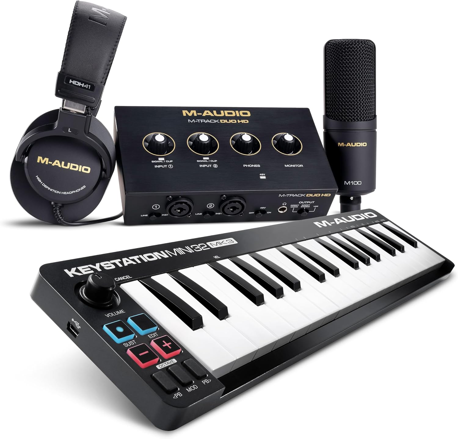 M-AUDIO Keystation Mini 32 MK3 USB MIDI Controller | Portable Mini Keyboard, 32 Velocity-Sensitive Keys, and Bundled DAW Recording Software