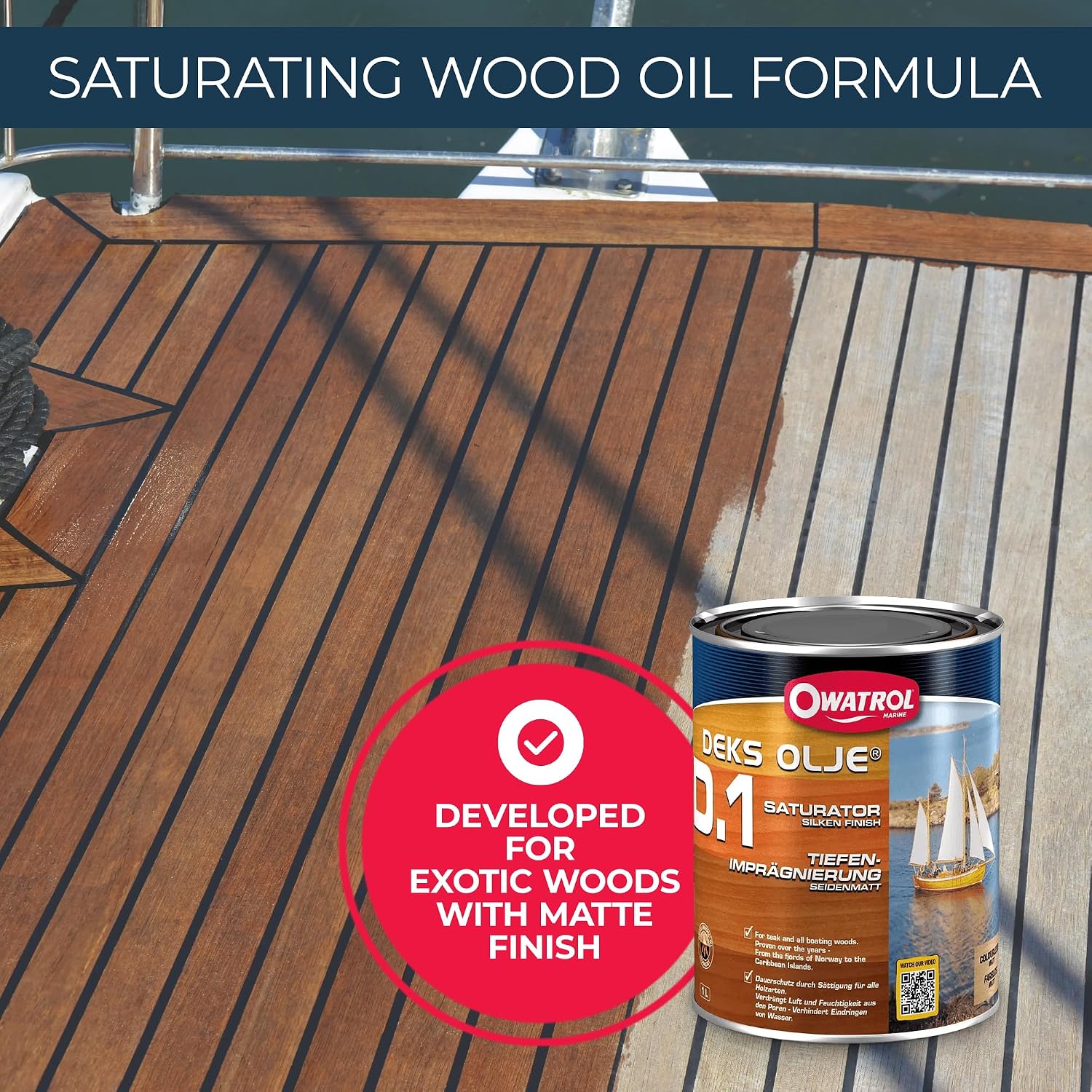 Owatrol D1 Penetrating Wood Oil for Exterior - Teak Oil for Outdoor Furniture - Deep Protection, Restores Natural Oils, Clear Matte Finish, Wood Stain