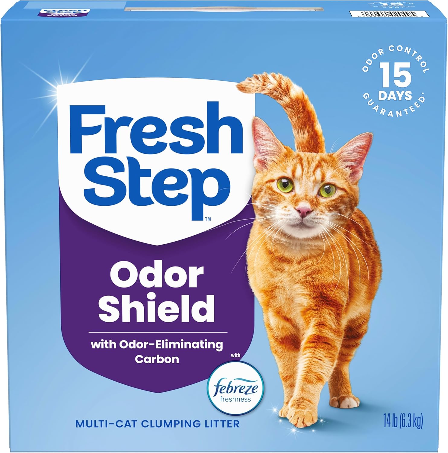 Fresh Step Odor Shield Multi Cat Clumping Cat Litter, 14 lb. | Febreze Freshness, Odor Shield with Ammonia Block Technology, Low Dust