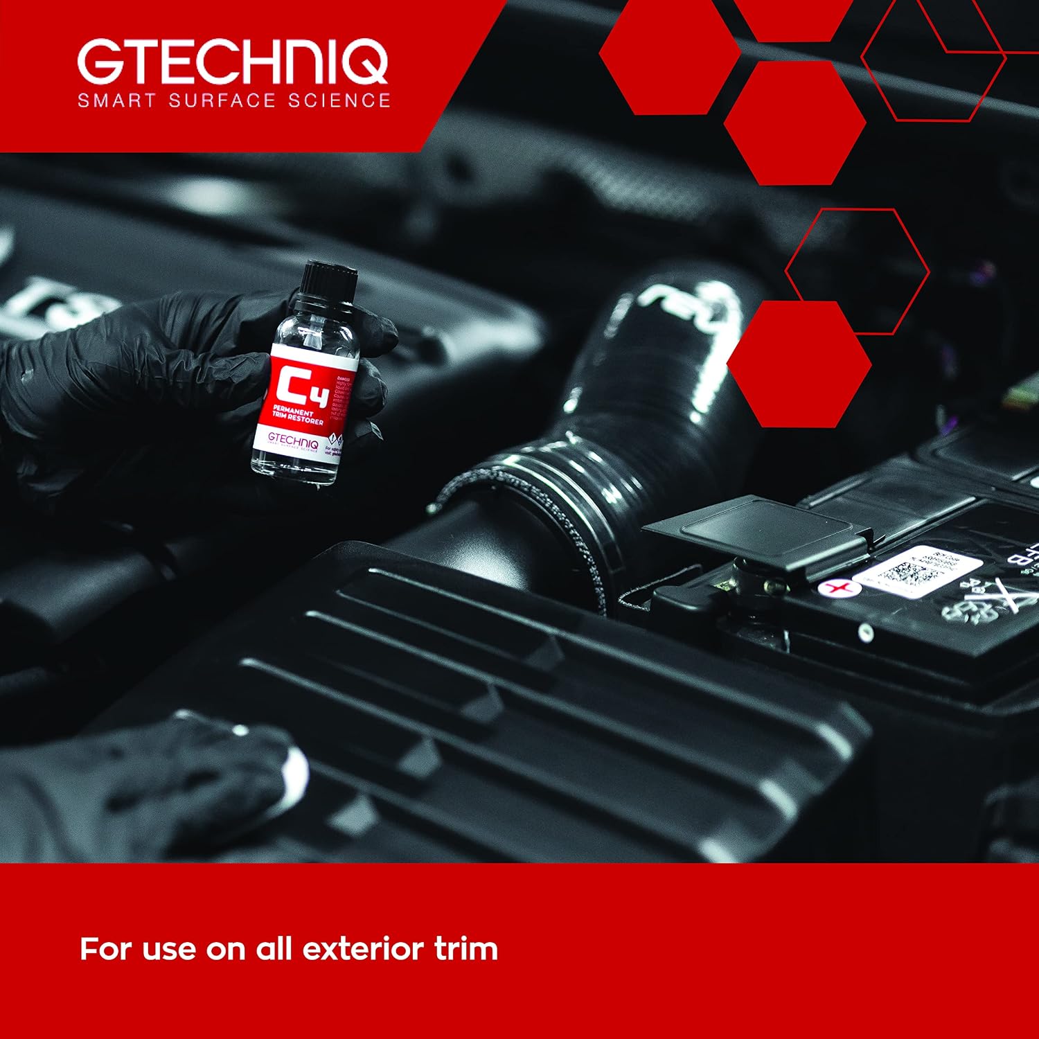 Gtechniq C4 Permanent Trim Restorer 15ml - Revitalize Tired, Faded, Discoloured Car and Vehicle Trim - Premium Weather Protection, UV Resistant, Leaves No Unattractive Gloss - 2 Year Durability | Revitalizes and Restores Faded Plastic Trim, UV Resistant…