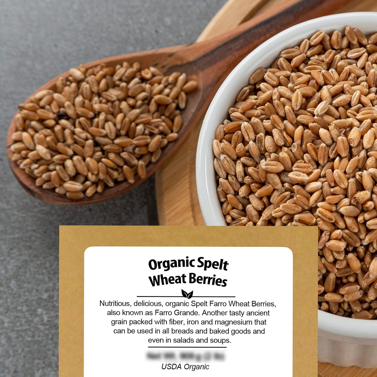 Organic Spelt Farro Grain 5.8 lb - Whole Wheat Berries Bulk Ancient Grains | Ideal for Flour