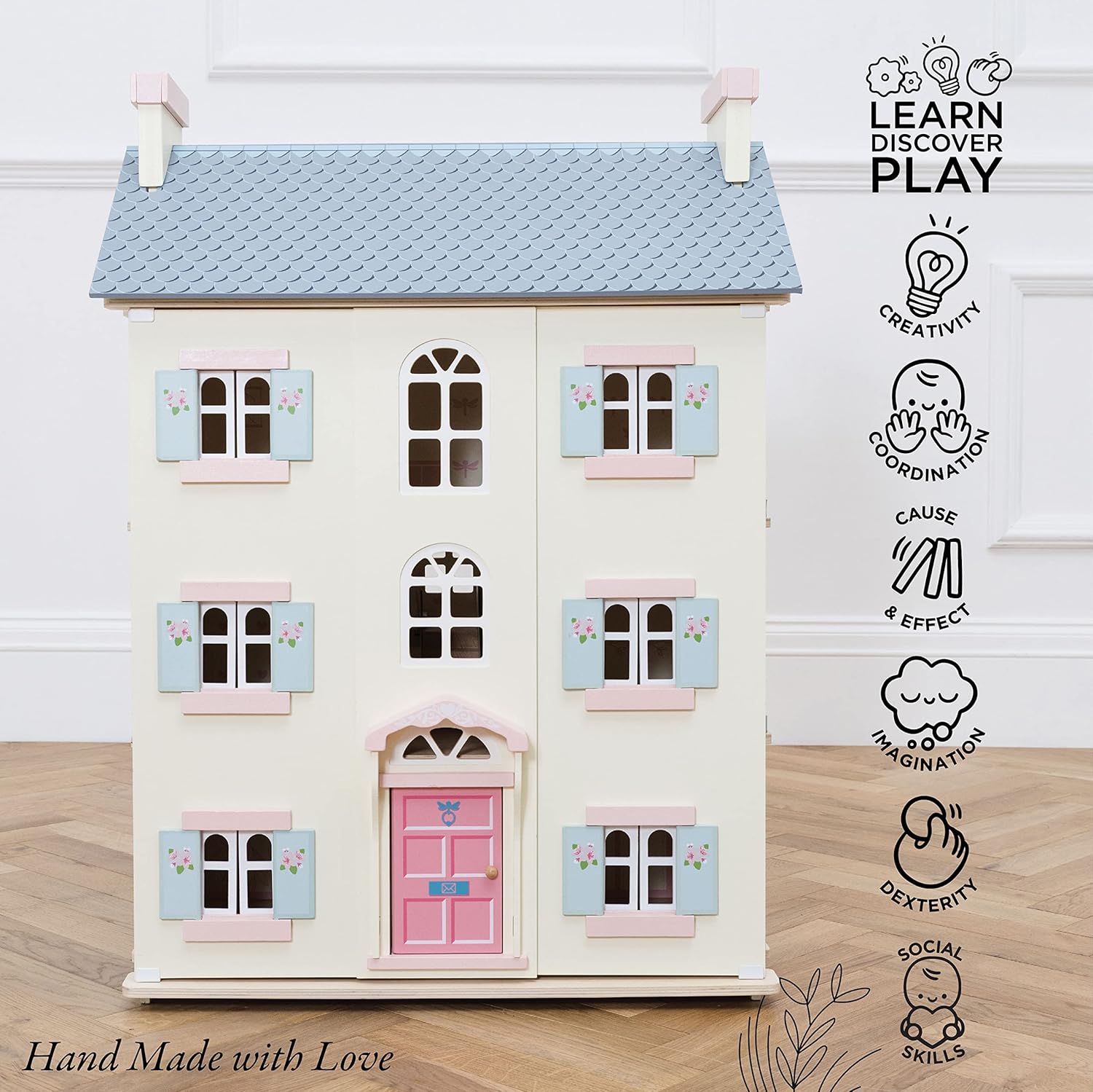 Le Toy Van - Gorgeous Cherry Tree Hall Large 4 Storey Wooden Doll House Play Set For Girls or Boys | Great As A Gift | Suitable for Ages 3+
