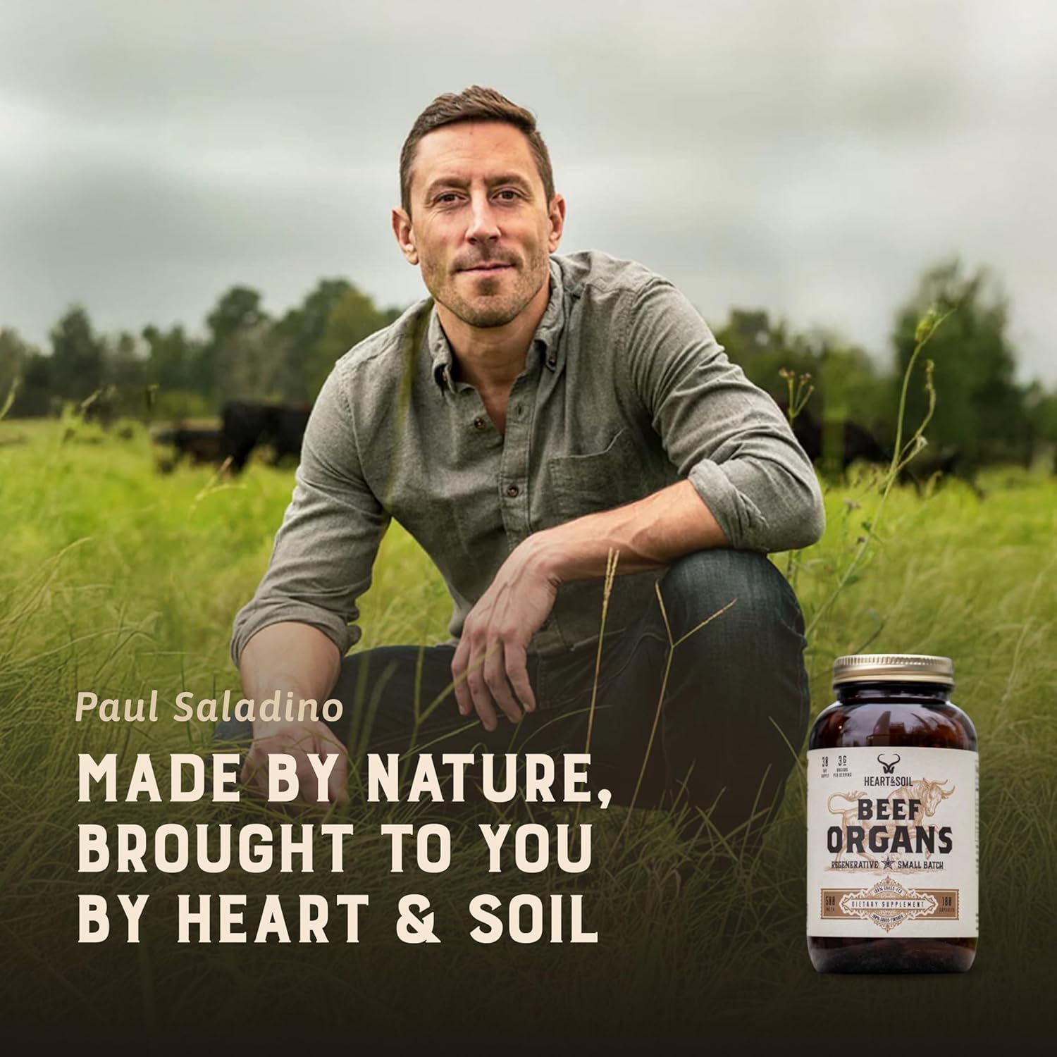 HEART & SOIL Beef Organs Supplement, 180 Capsules