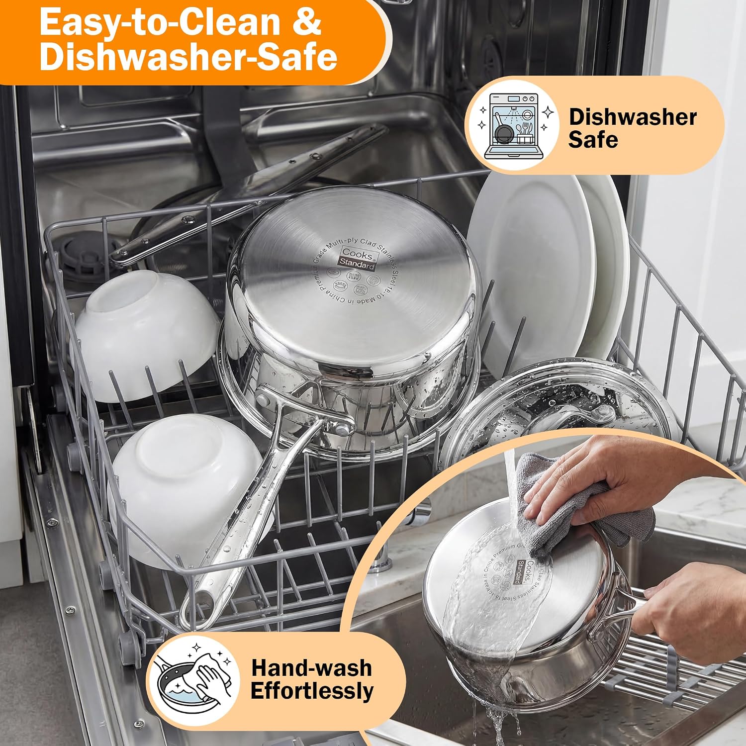 Cooks Standard Multi-Ply Clad 1.5 Quart Stainless Steel Saucepan with Lid, Small Kitchen Induction Cooking Sauce Pot Pan, Dishwasher & Oven Safe, Compatible with All Cooktops
