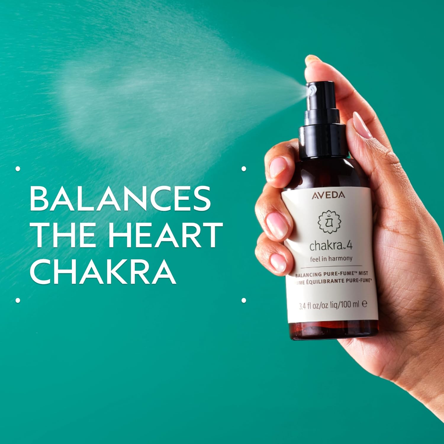 Aveda Chakra 4 Balancing Pure-Fume Mist: Heart | Body & Room Spray | Balances Power Chakra | With Sandalwood, Organic Mandarin & Palmarosa, 3.4 Fl Oz