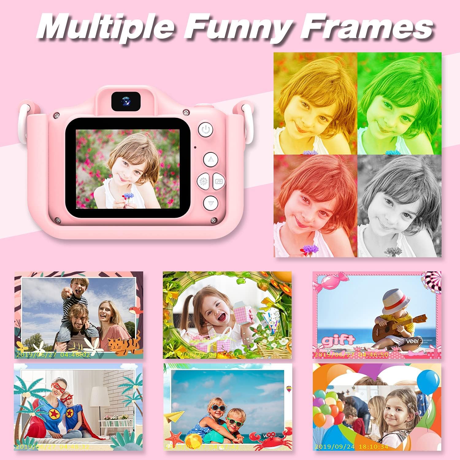 Goopow Kids Camera Toys for 3-8 Year Old Girls Boys,Children Digital Video Camcorder Camera with Cartoon Soft Cover, Best Chritmas Birthday Festival Gift for Kids