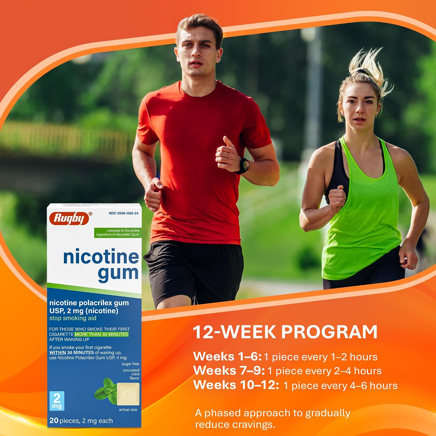 Rugby Polacrilex 2mg Nicotine Gum, Uncoated Mint Flavor, 20 Count (1-Pack) | Sugar-Free Stop Smoking Aid
